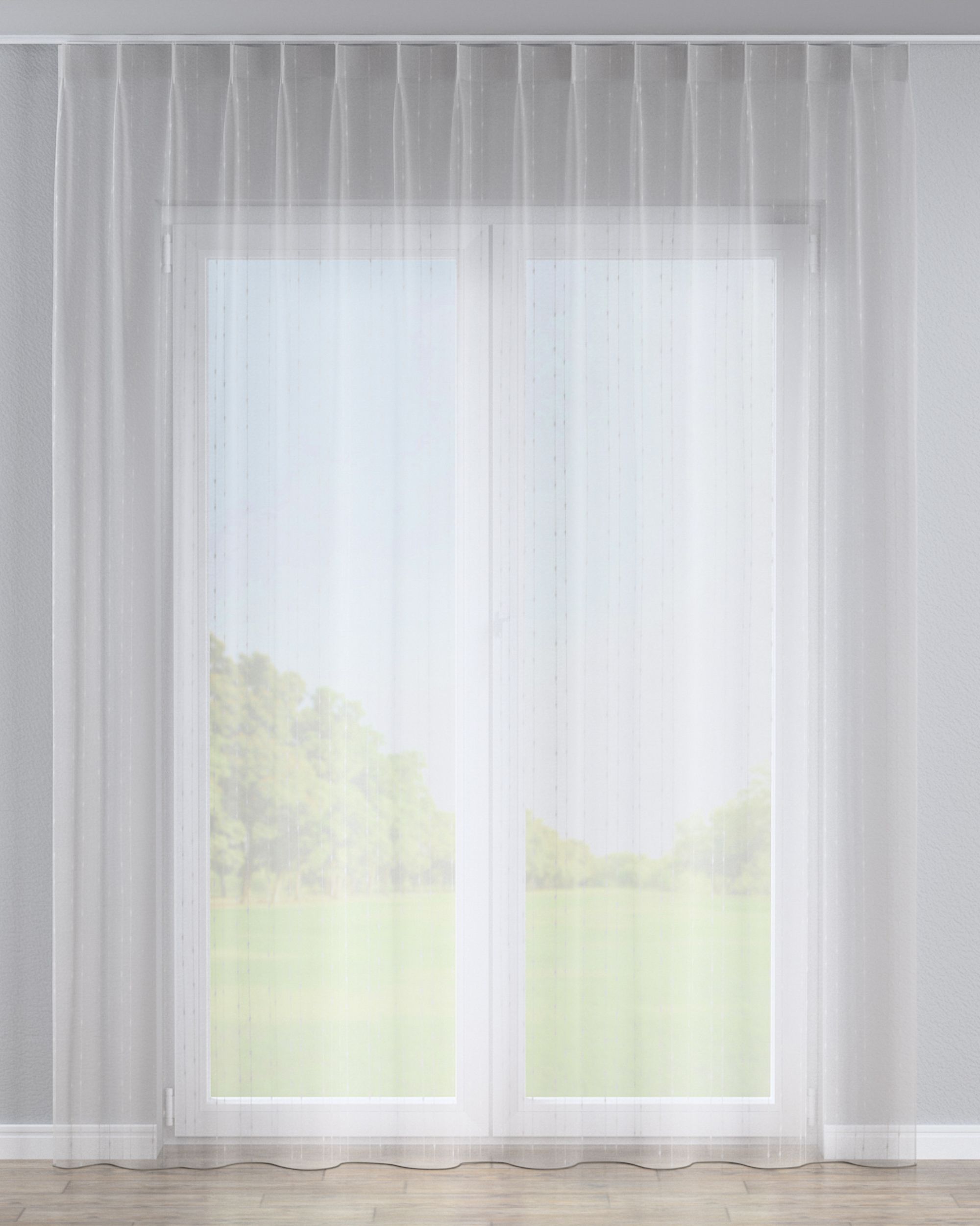 Net curtain with single pinch pleat product colour cream fabric semi-sheer, structured, patterned