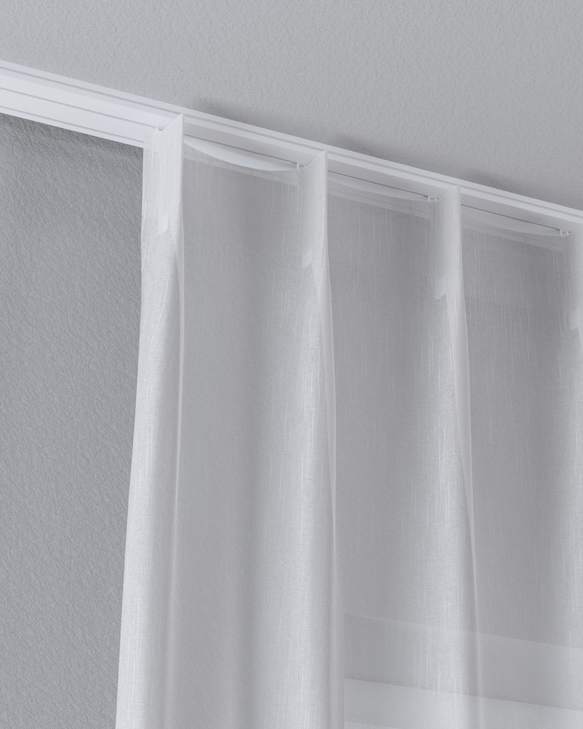 Net curtain with single pinch pleat product colour cream fabric semi-sheer, structured, patterned (hover)