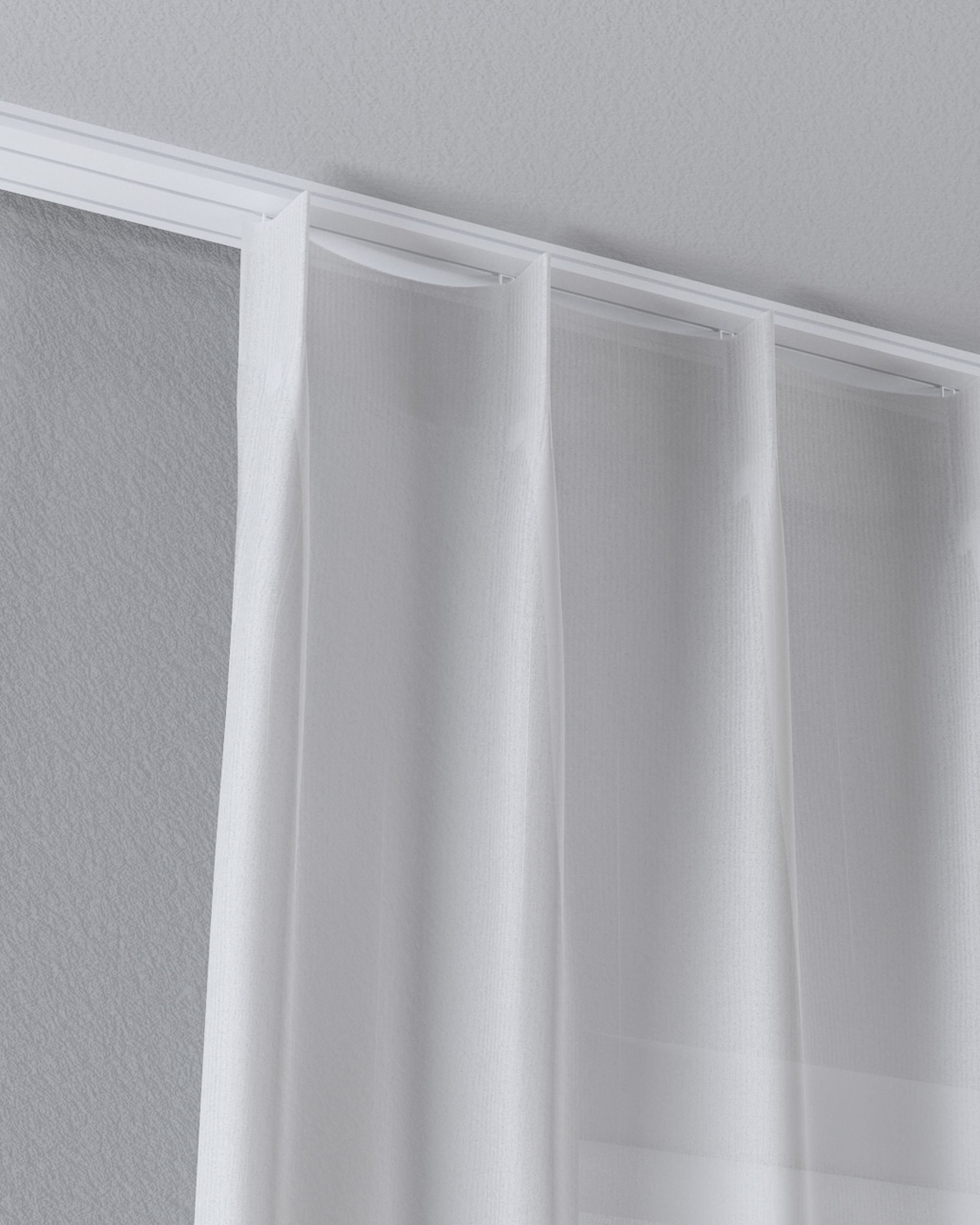 Net curtain with single pinch pleat product colour cream fabric semi-sheer, structured, patterned (hover)