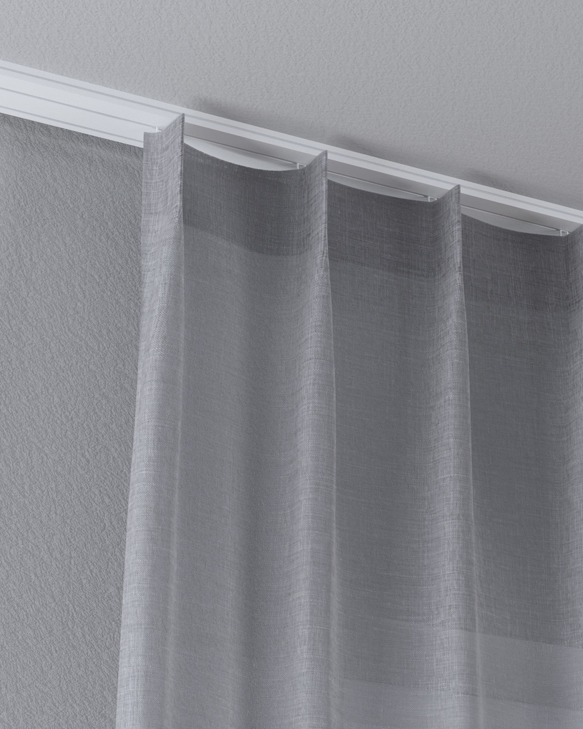 Net curtain with single pinch pleat product colour grey fabric semi-sheer, structured (hover)