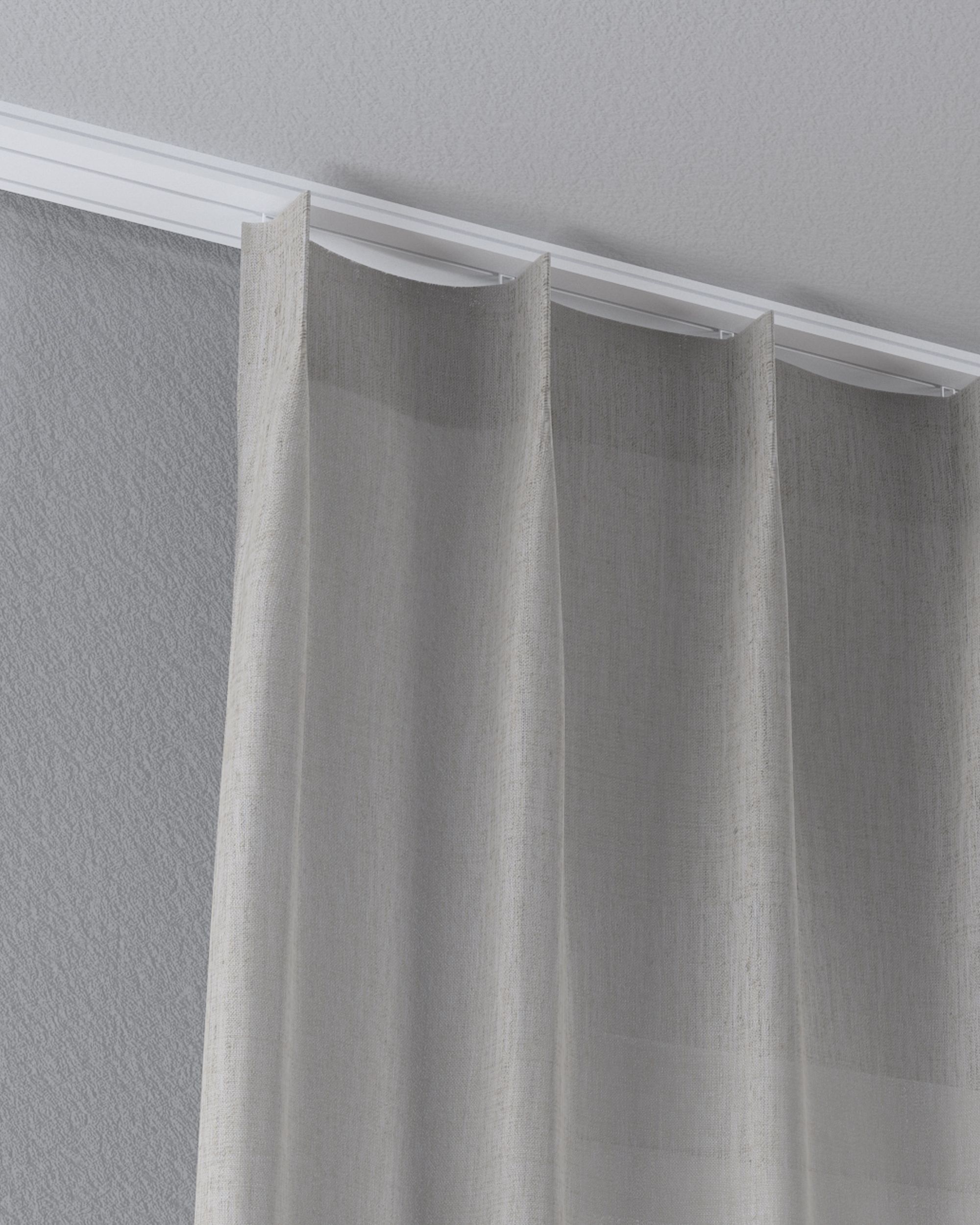 Net curtain with single pinch pleat product colour beige fabric semi-sheer, structured (hover)