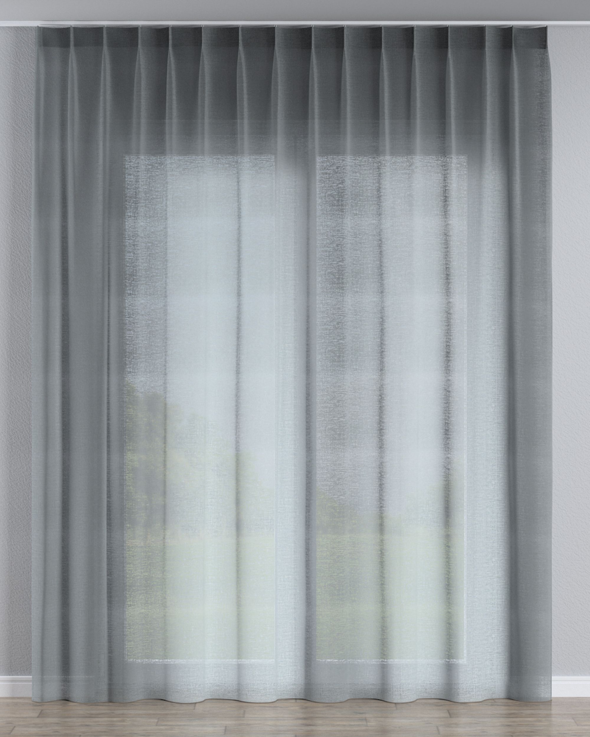 Net curtain with single pinch pleat product colour green fabric semi-sheer, structured