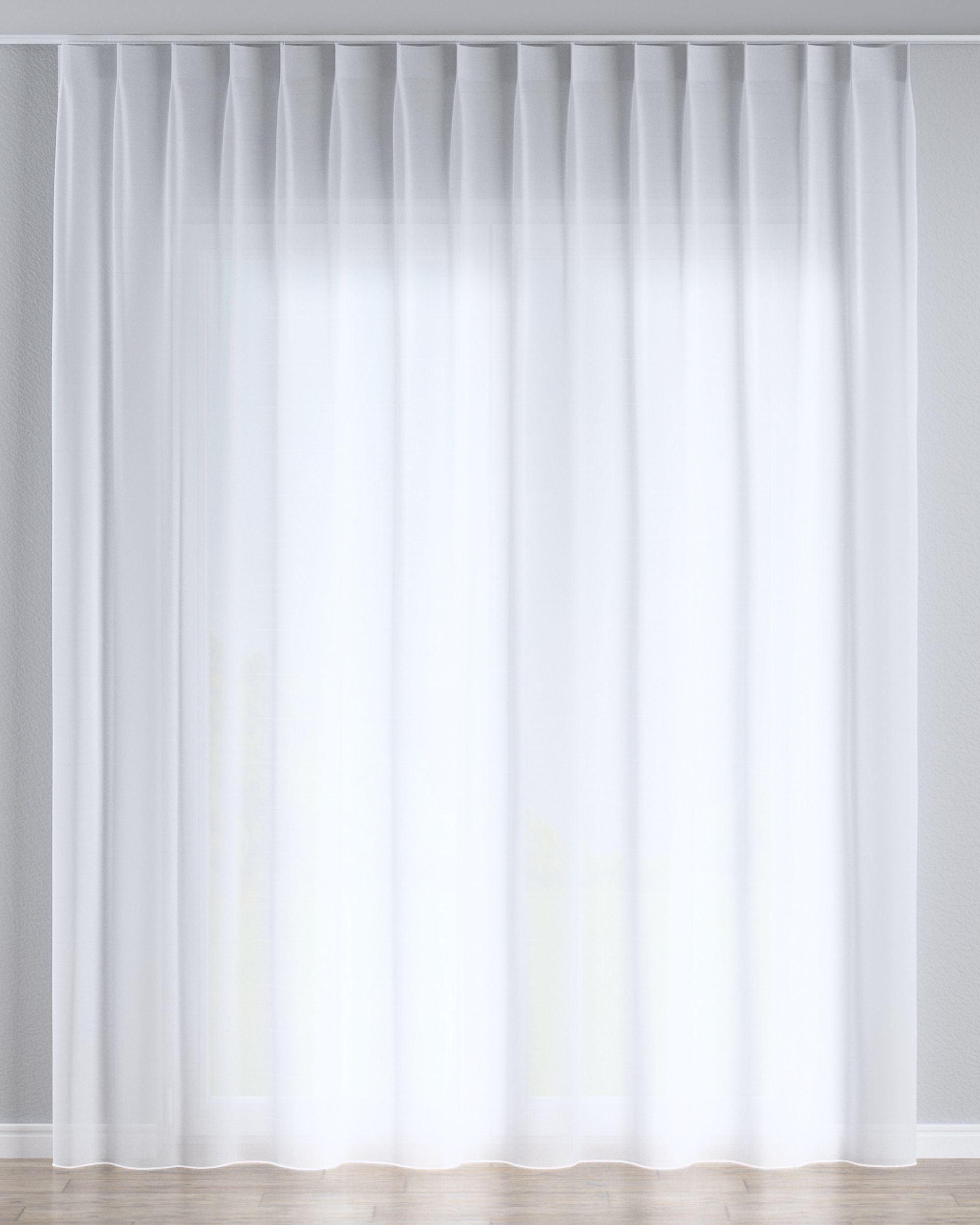 Net curtain with single pinch pleat product colour white fabric semi-sheer, structured