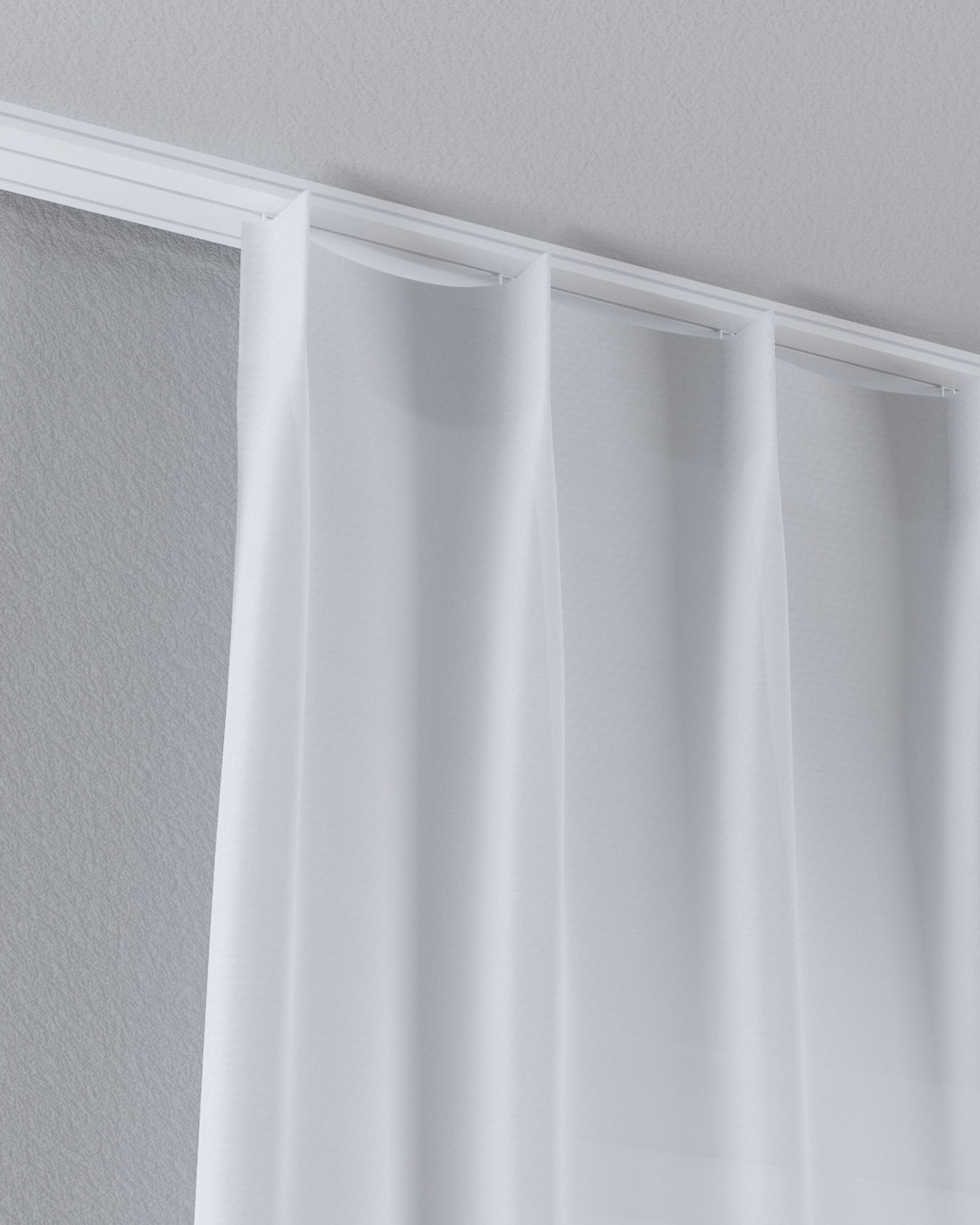 Net curtain with single pinch pleat product colour white fabric semi-sheer, structured (hover)