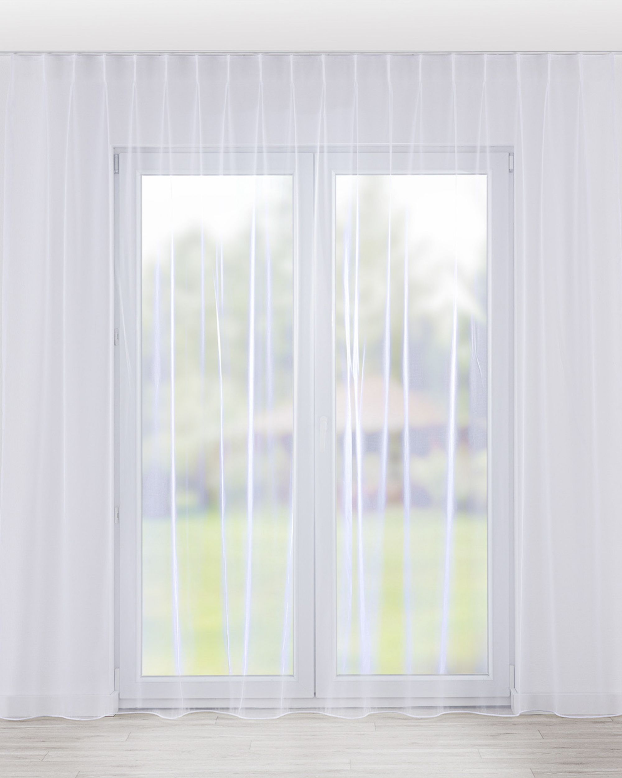 Net curtain with single pinch pleat product colour white fabric semi-sheer