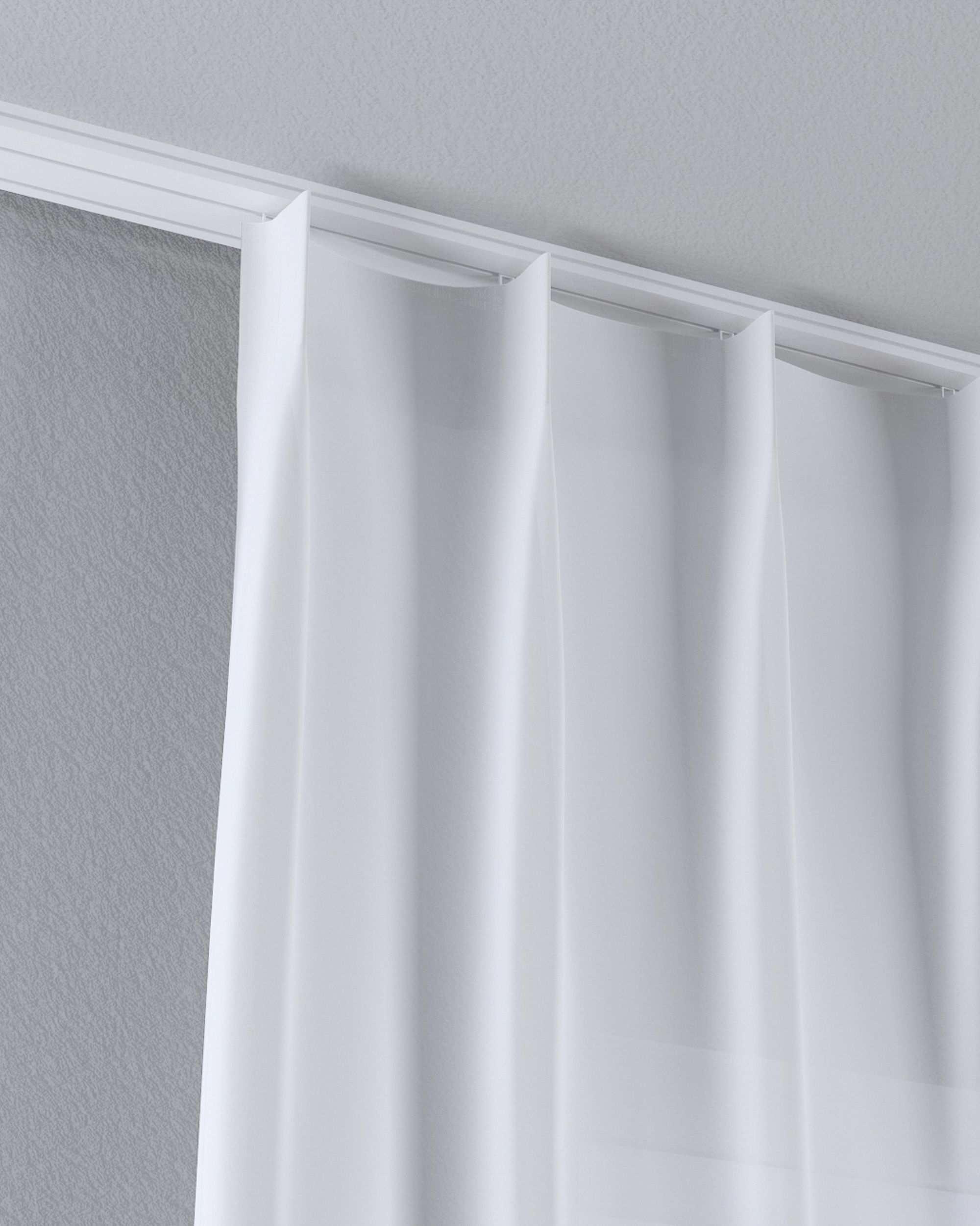 Net curtain with single pinch pleat product colour white fabric semi-sheer, structured (hover)