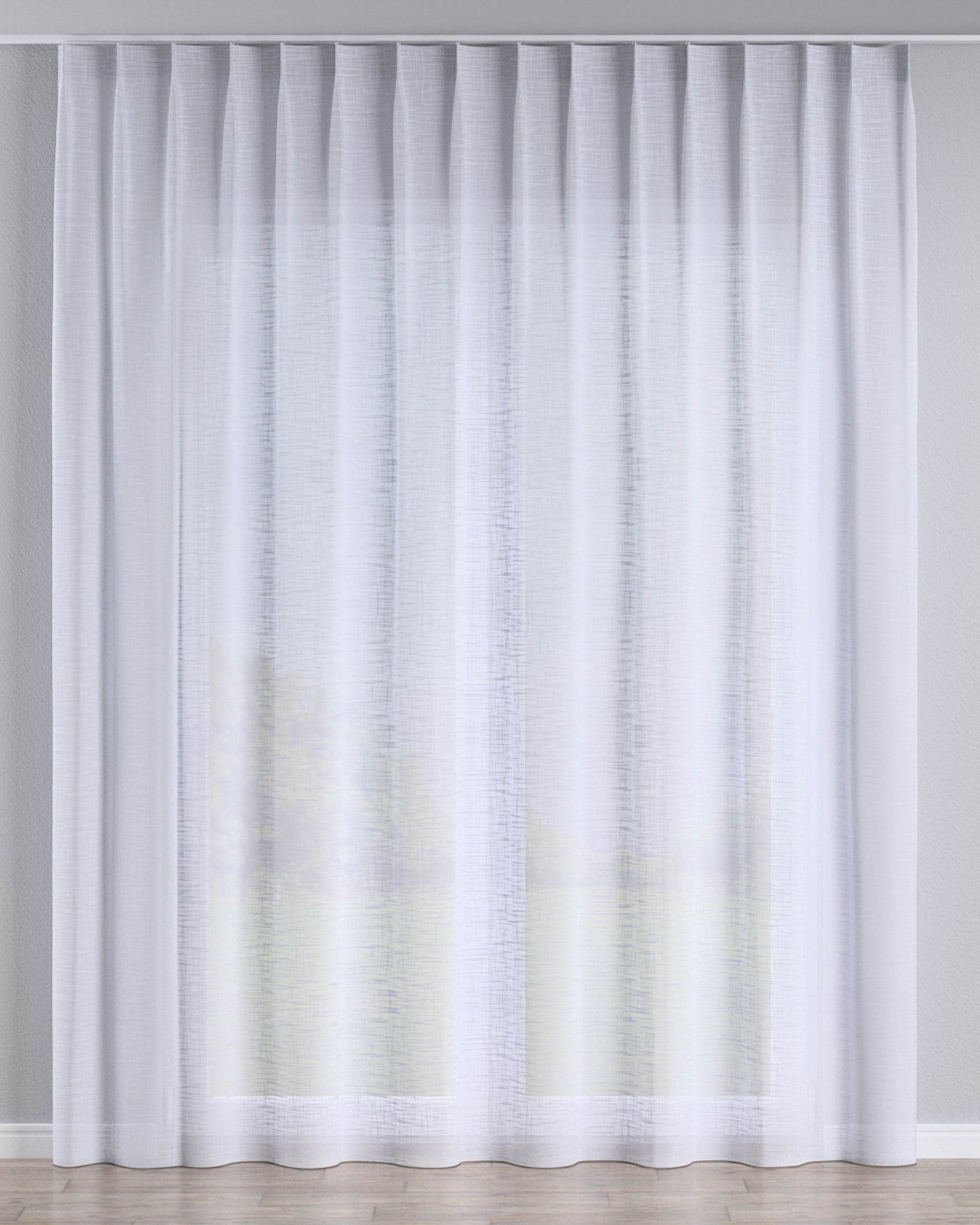Net curtain with single pinch pleat product colour white fabric semi-sheer, structured