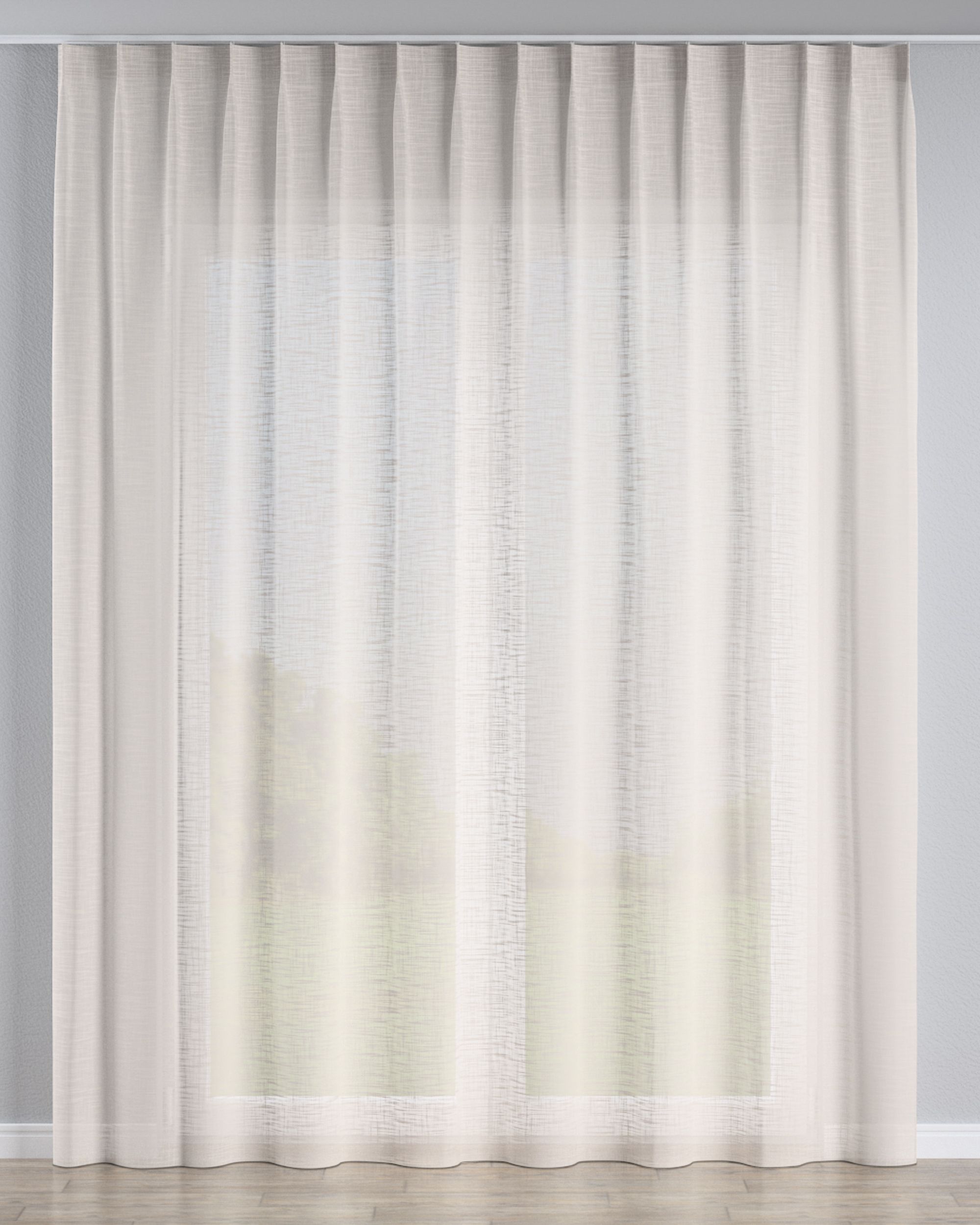 Net curtain with single pinch pleat product colour cream fabric semi-sheer, structured