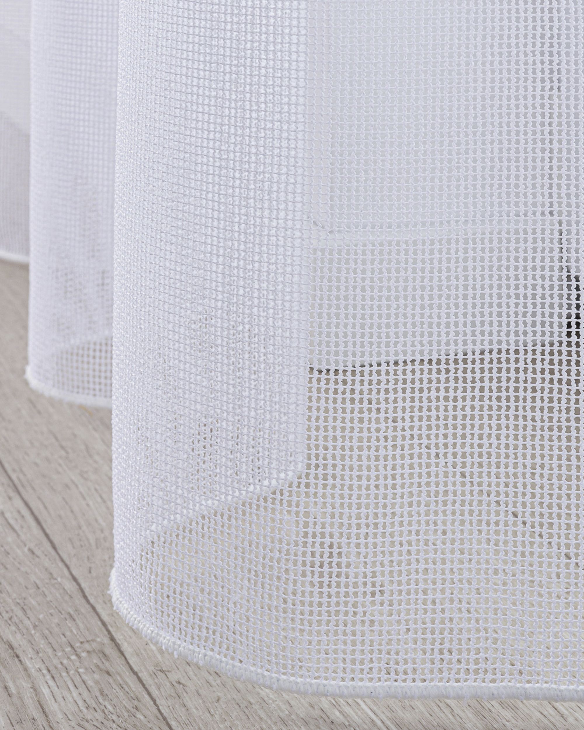 Net curtain with single pinch pleat product colour white fabric semi-sheer, structured (hover)
