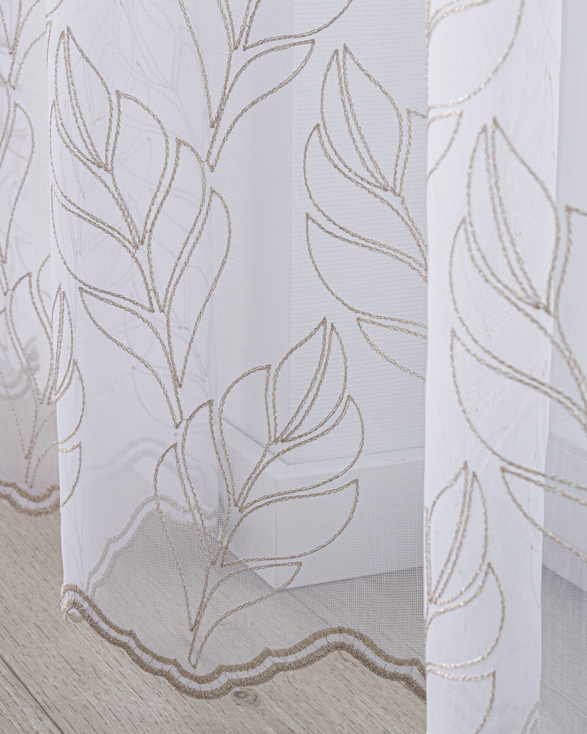Net curtain with single pinch pleat product colour white fabric semi-sheer, structured, patterned (hover)