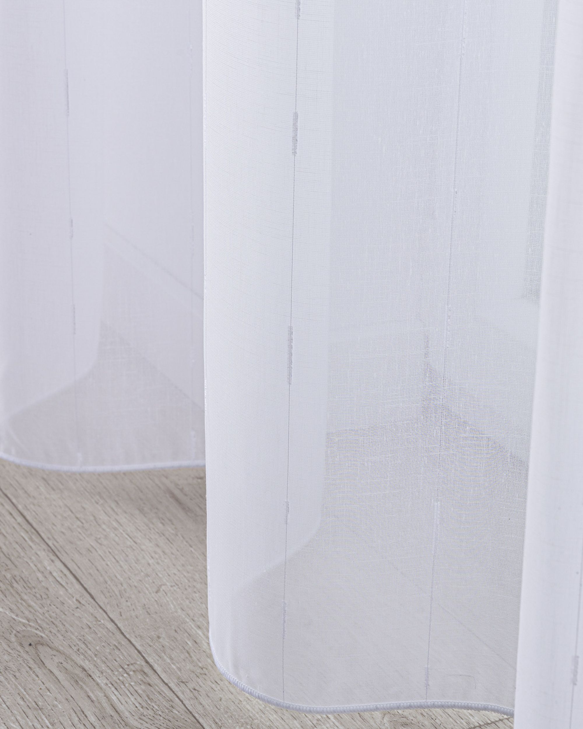 Net curtain with single pinch pleat product colour white fabric semi-sheer, structured, patterned (hover)