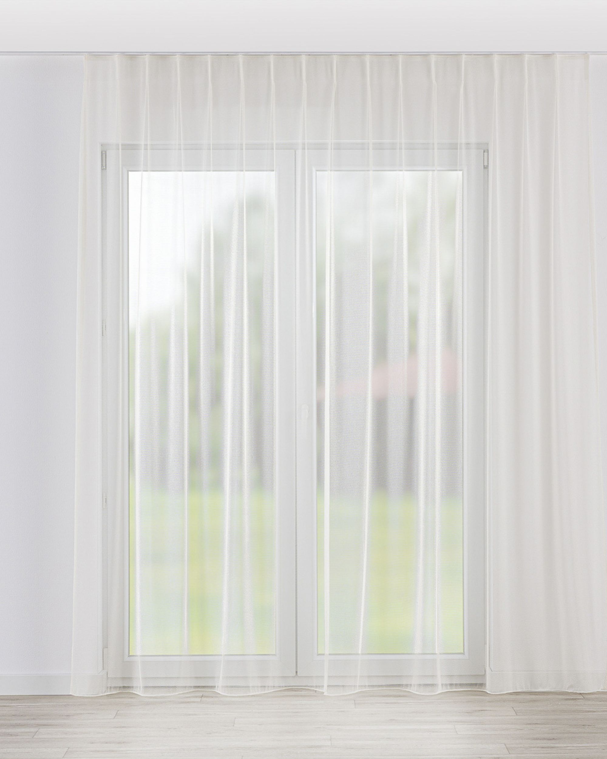 Net curtain with single pinch pleat product colour gold fabric semi-sheer, gloss, structured