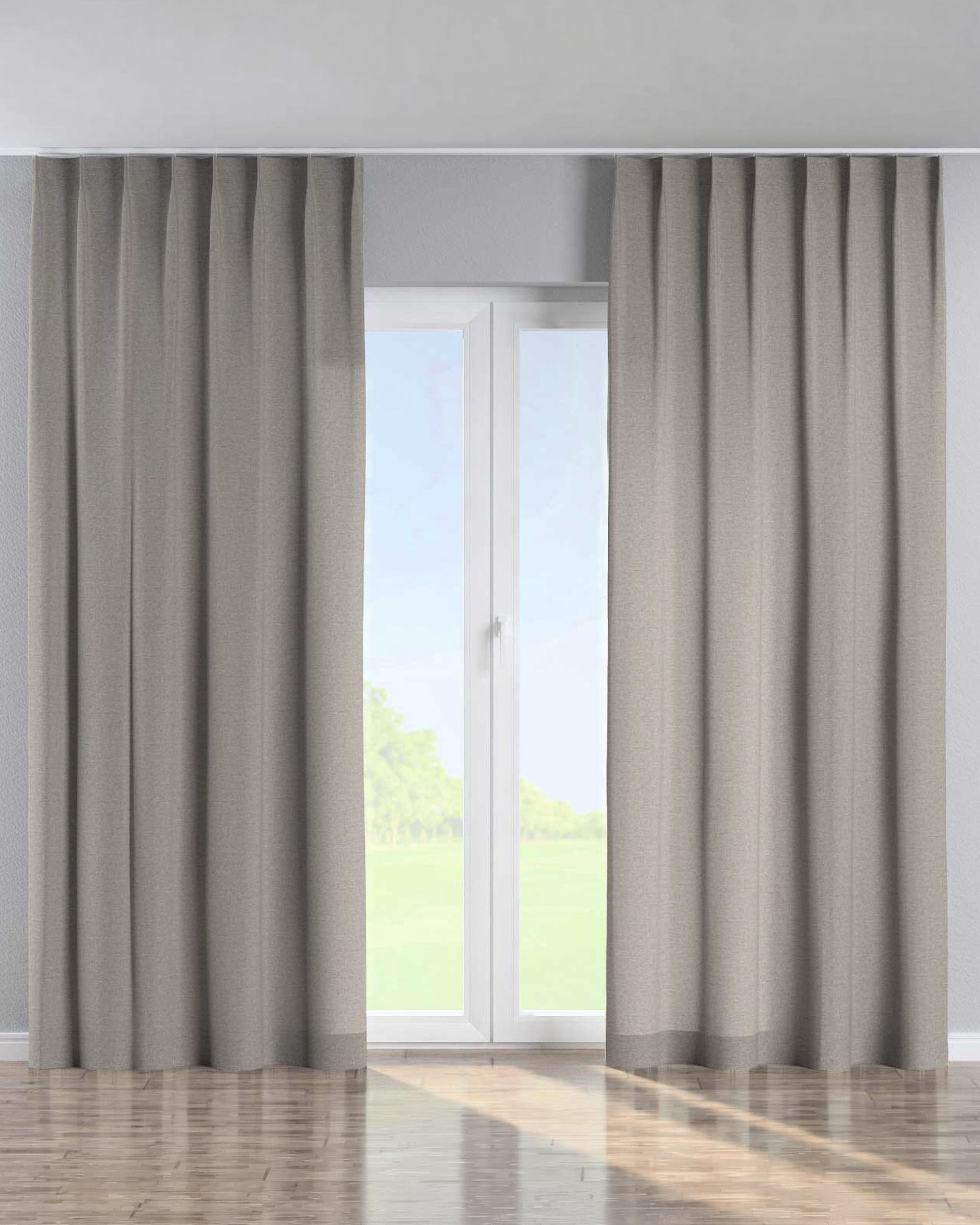 Single pinch pleat curtain product colour grey fabric structured