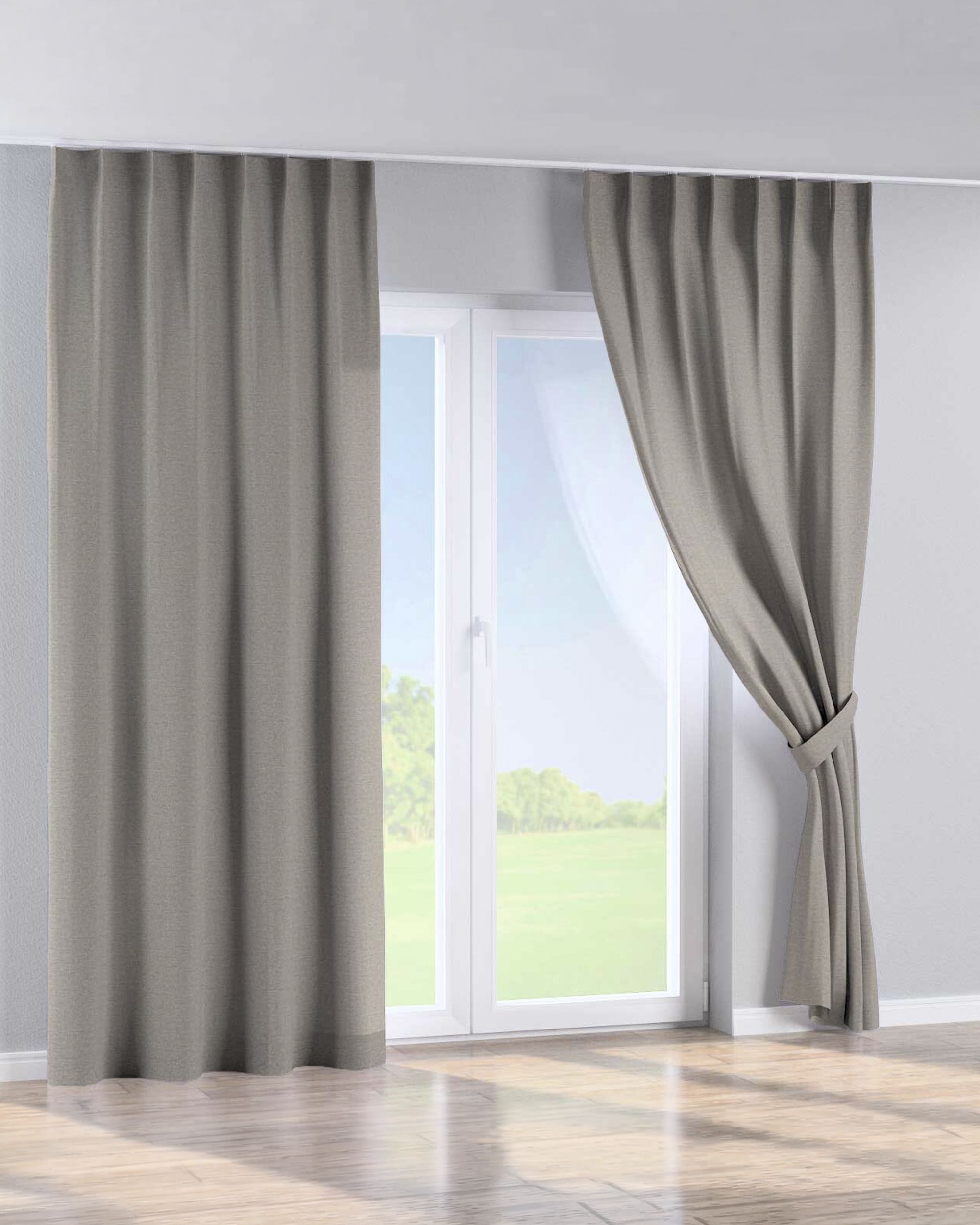 Single pinch pleat curtain product colour grey fabric structured (hover)