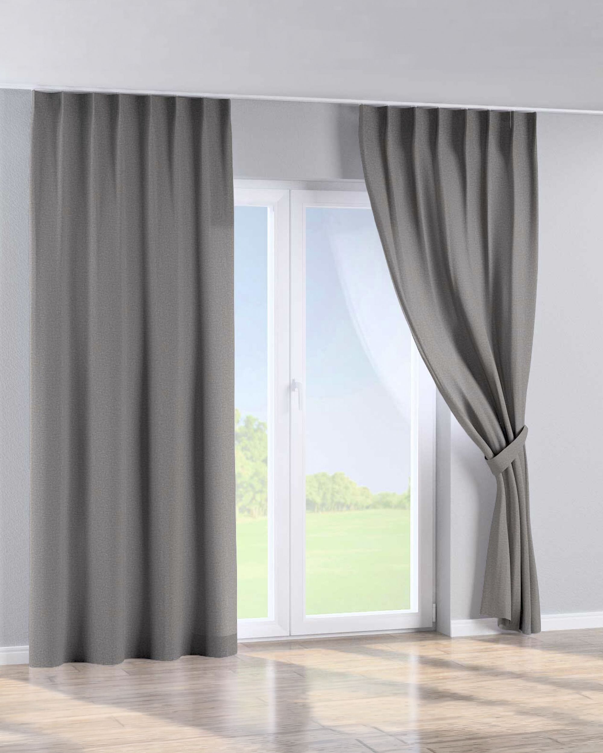 Single pinch pleat curtain product colour grey fabric structured (hover)