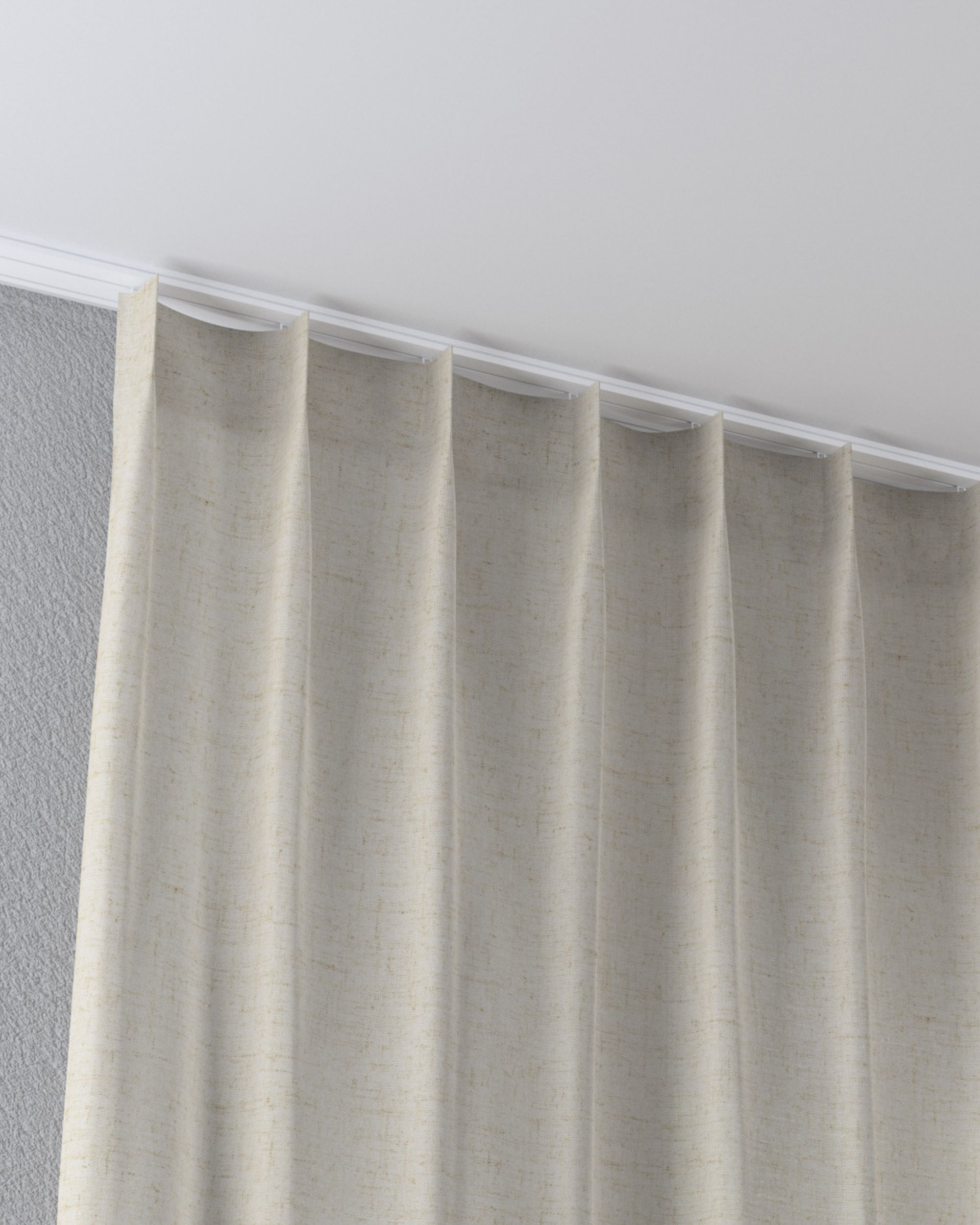 Single pinch pleat curtain product colour beige fabric semi-sheer (hover)