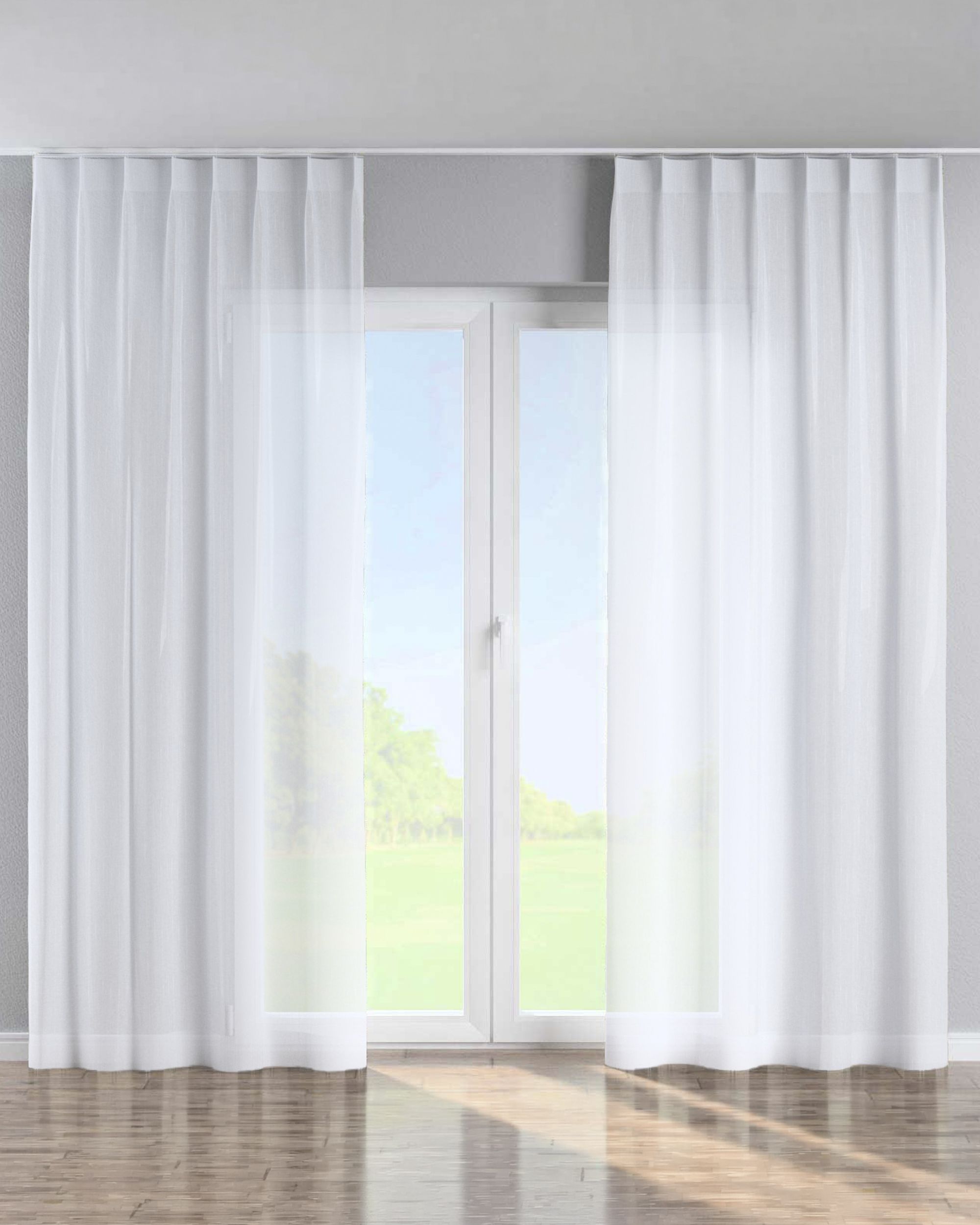 Single pinch pleat curtain product colour cream fabric semi-sheer, structured, patterned (hover)