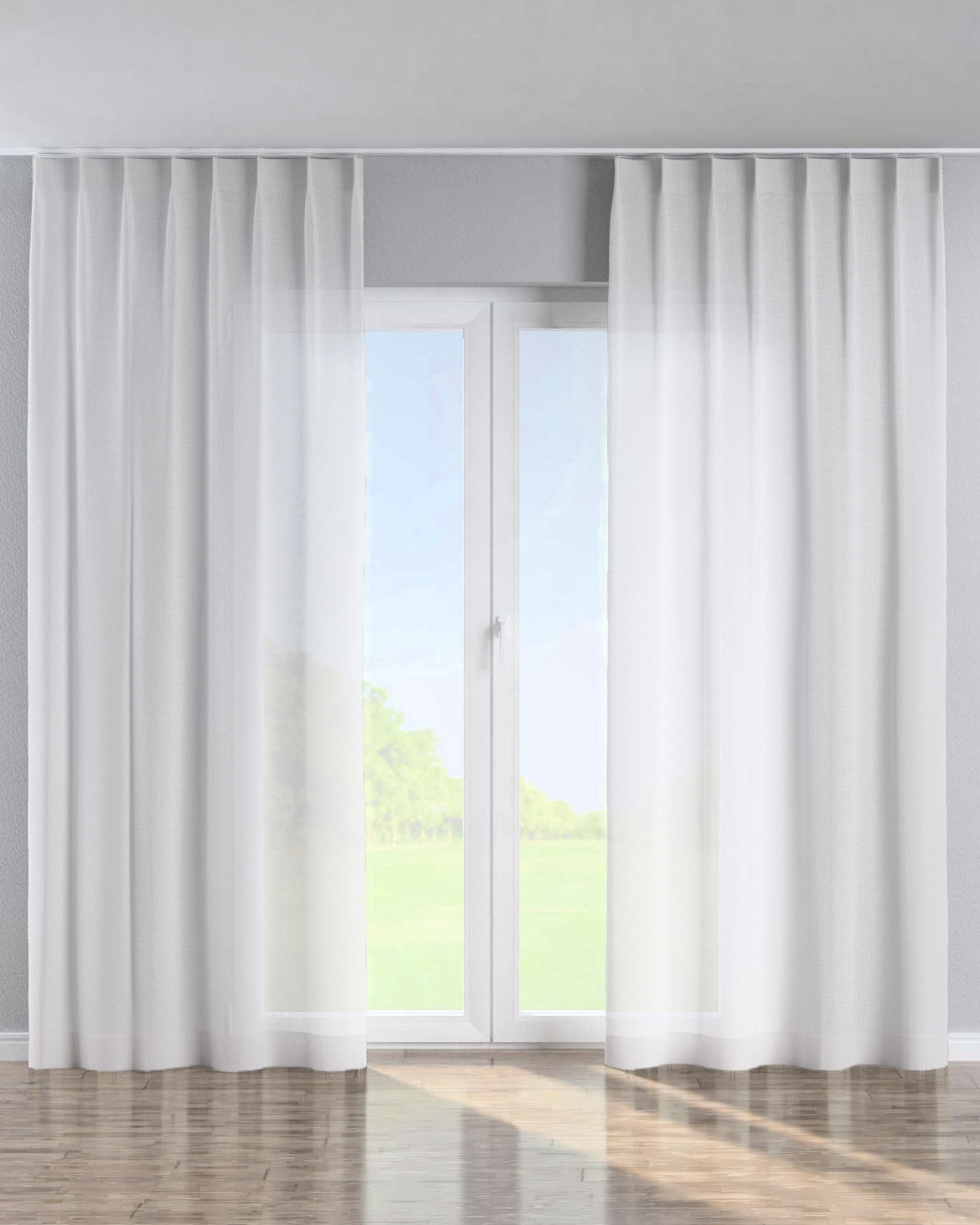 Single pinch pleat curtain product colour cream fabric semi-sheer, structured, patterned (hover)
