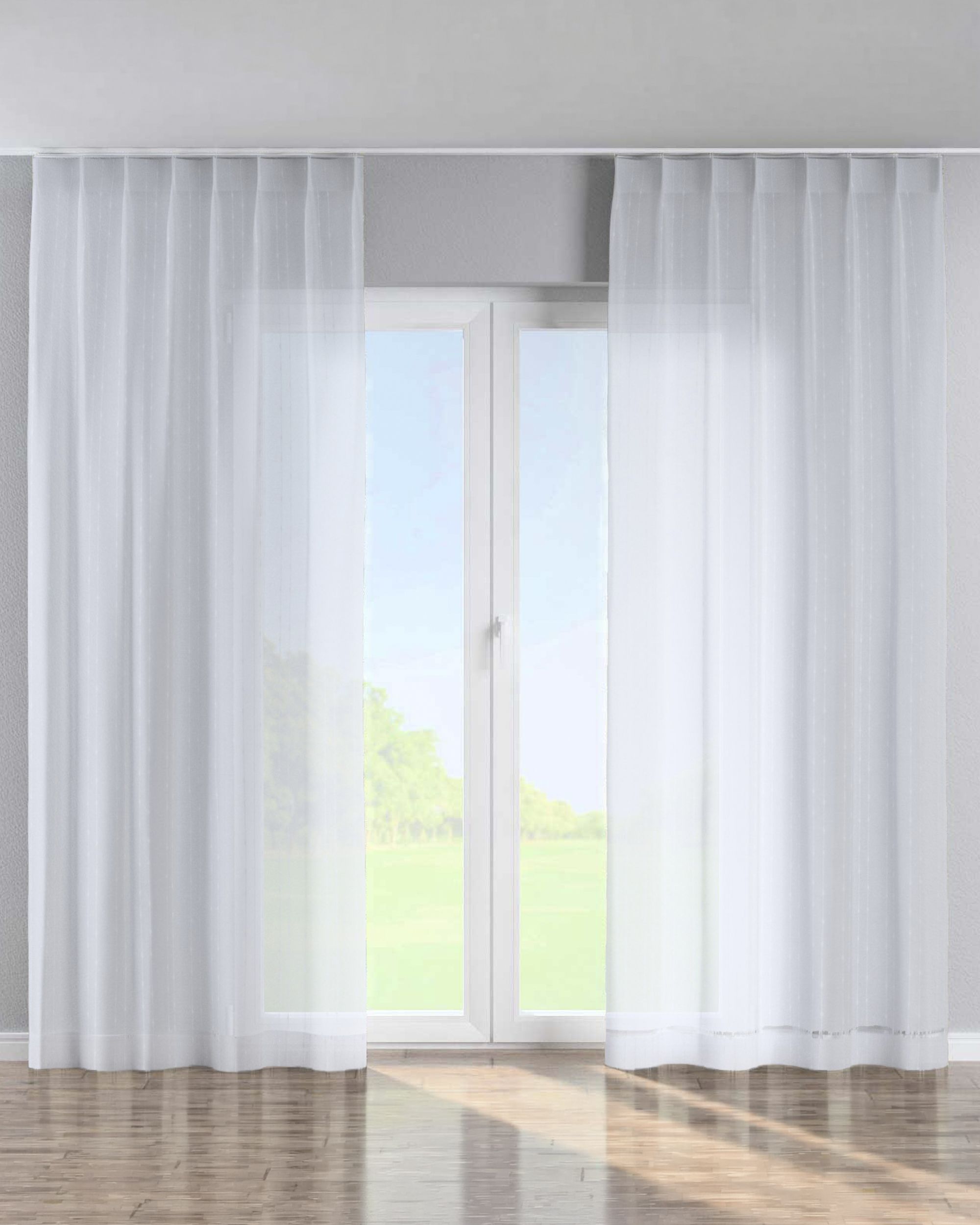 Single pinch pleat curtain product colour cream fabric semi-sheer, structured, patterned (hover)