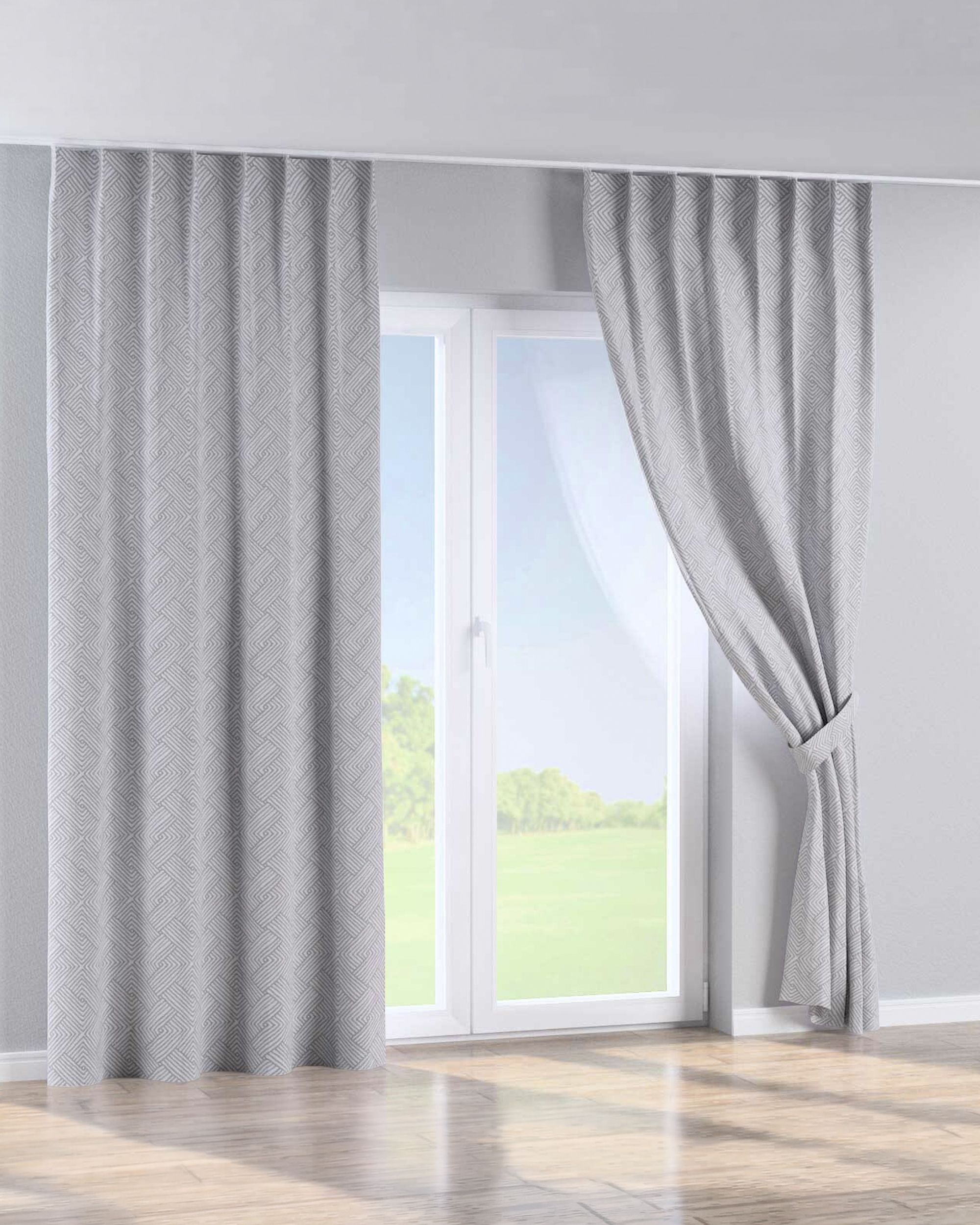 Single pinch pleat curtain product colour silver fabric structured, patterned (hover)