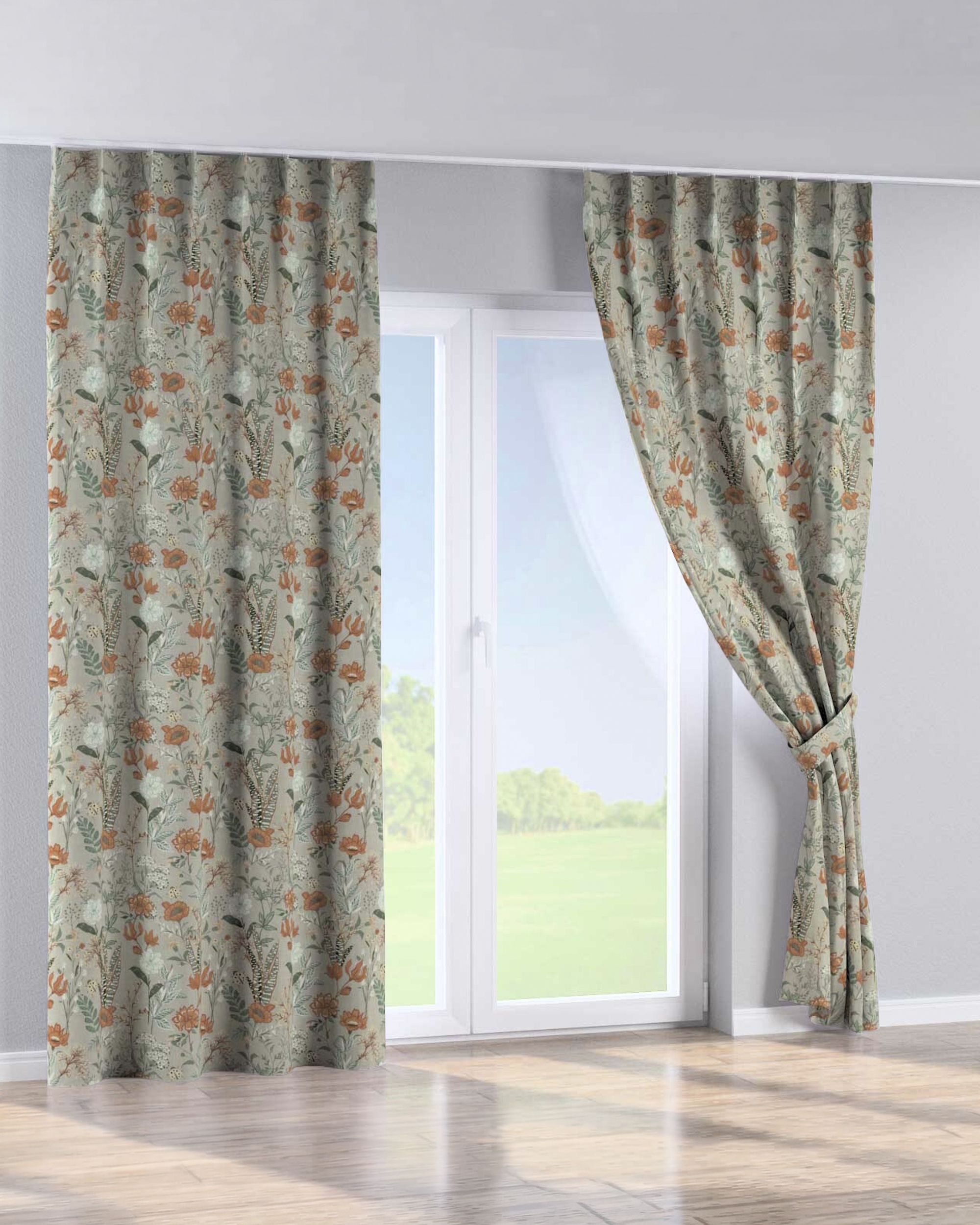 Single pinch pleat curtain product colour multicolour fabric patterned (hover)