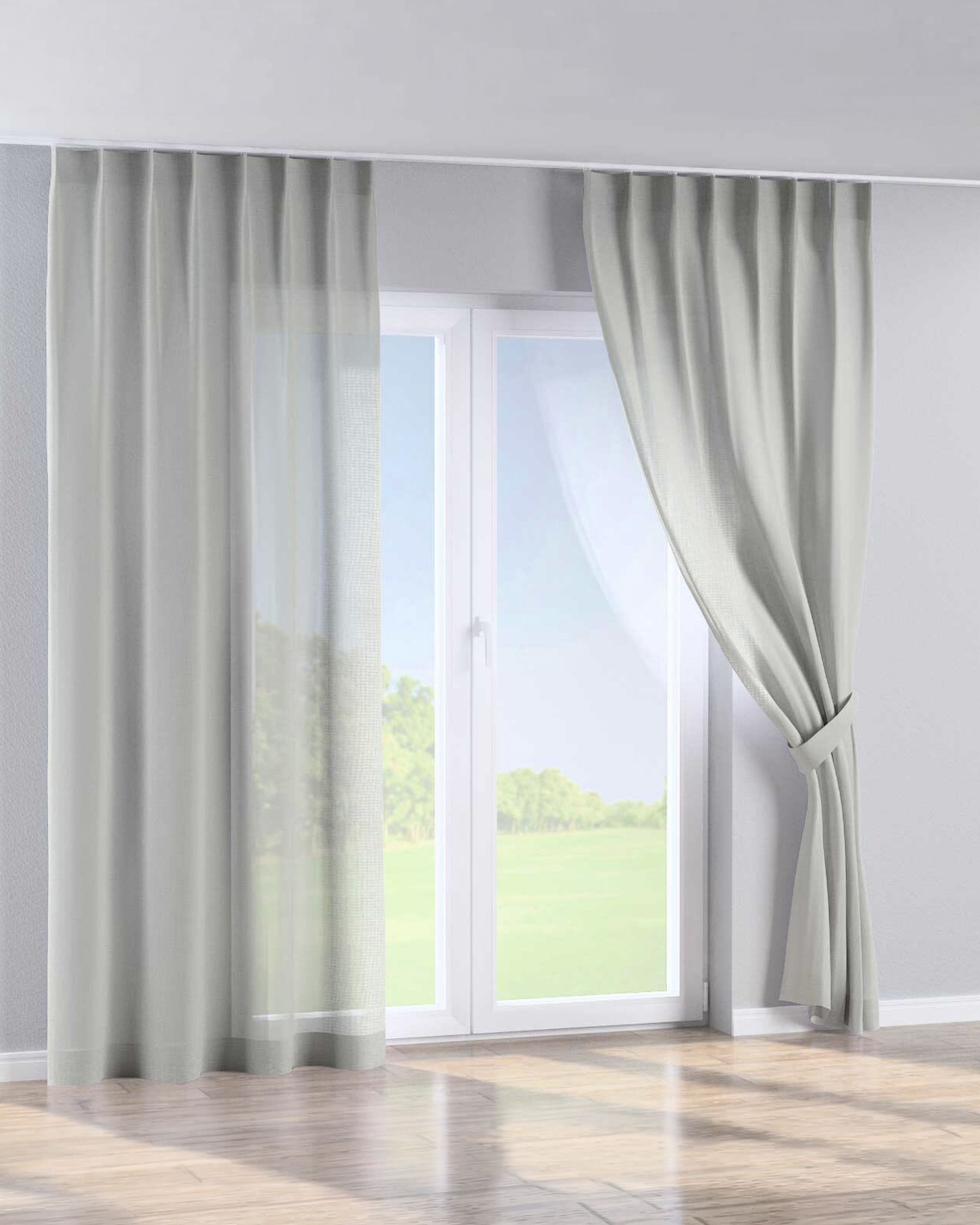 Single pinch pleat curtain product colour cream fabric semi-sheer, structured (hover)