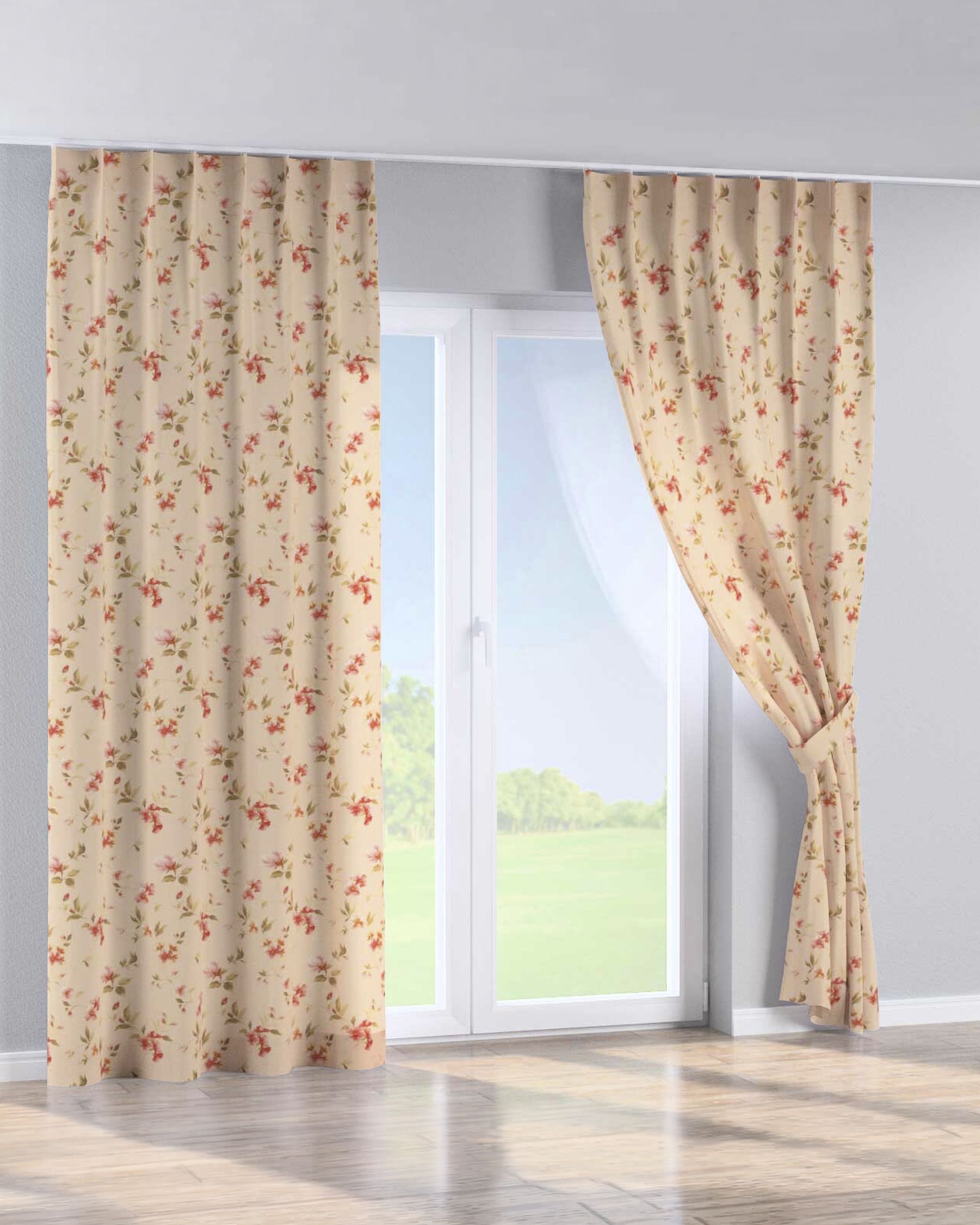 Single pinch pleat curtain product colour multicolour fabric patterned (hover)