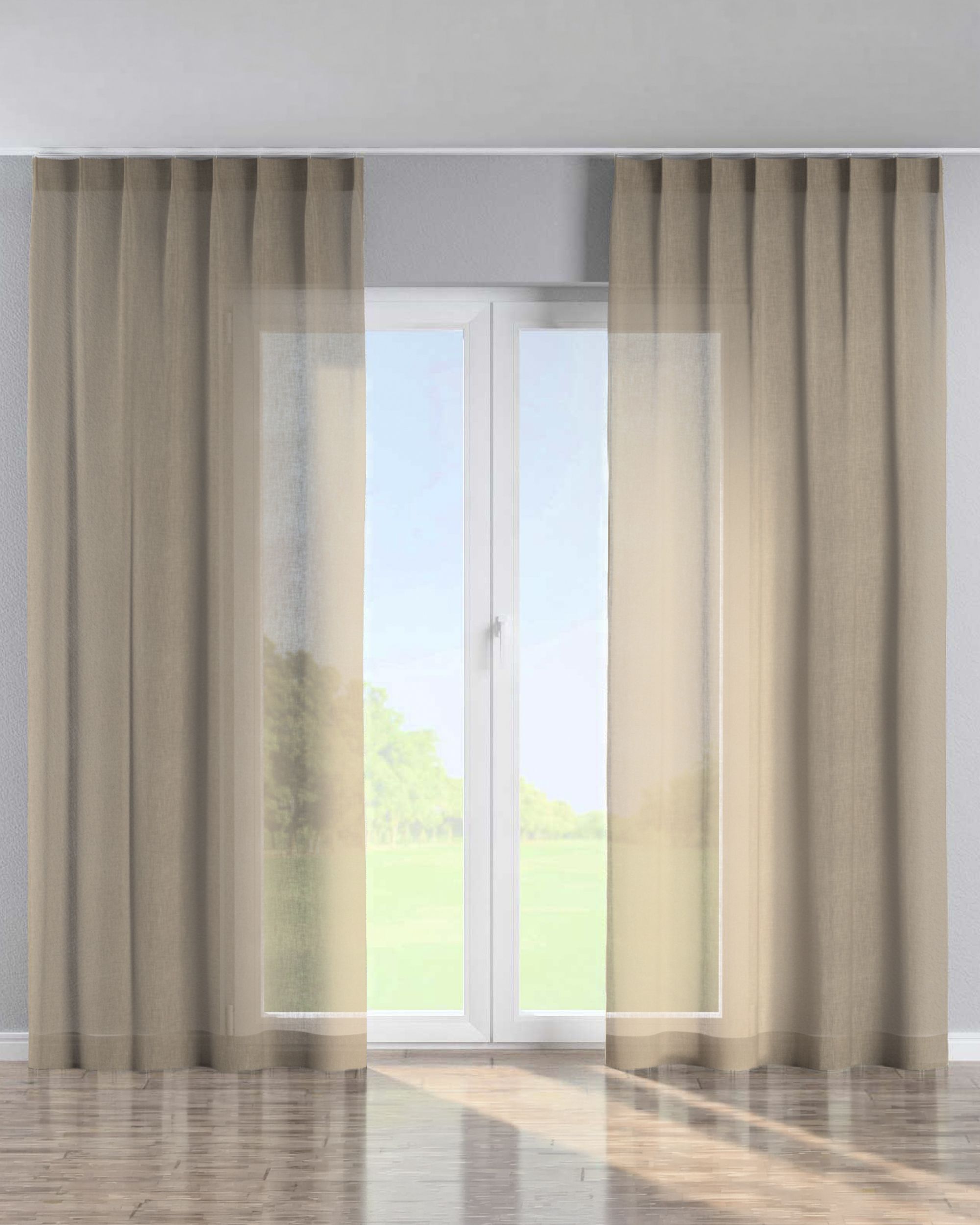Single pinch pleat curtain product colour beige fabric structured