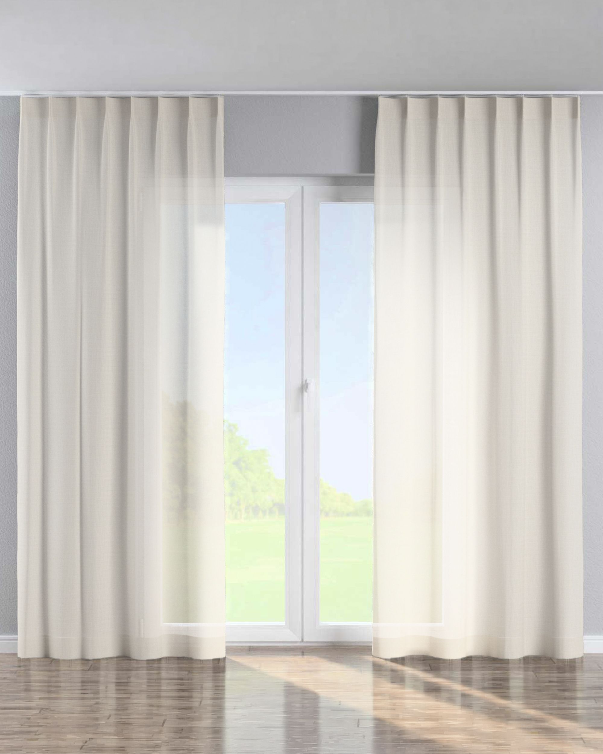 Single pinch pleat curtain product colour cream fabric structured