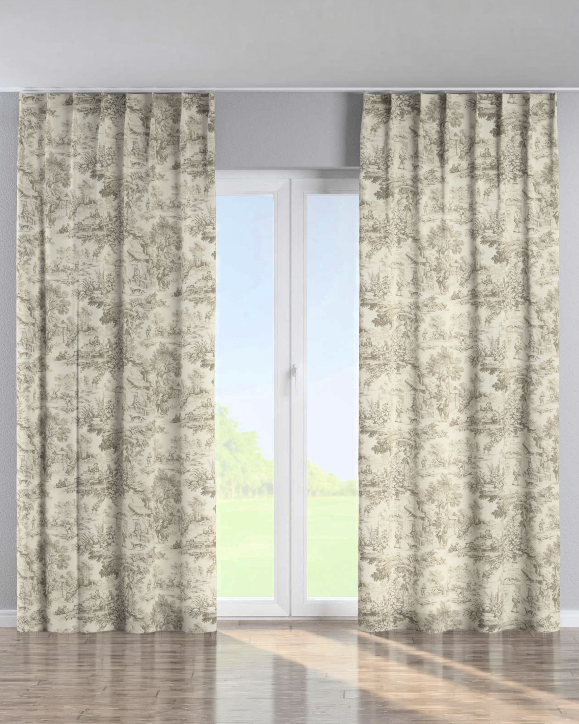 Single pinch pleat curtain product colour brown fabric patterned
