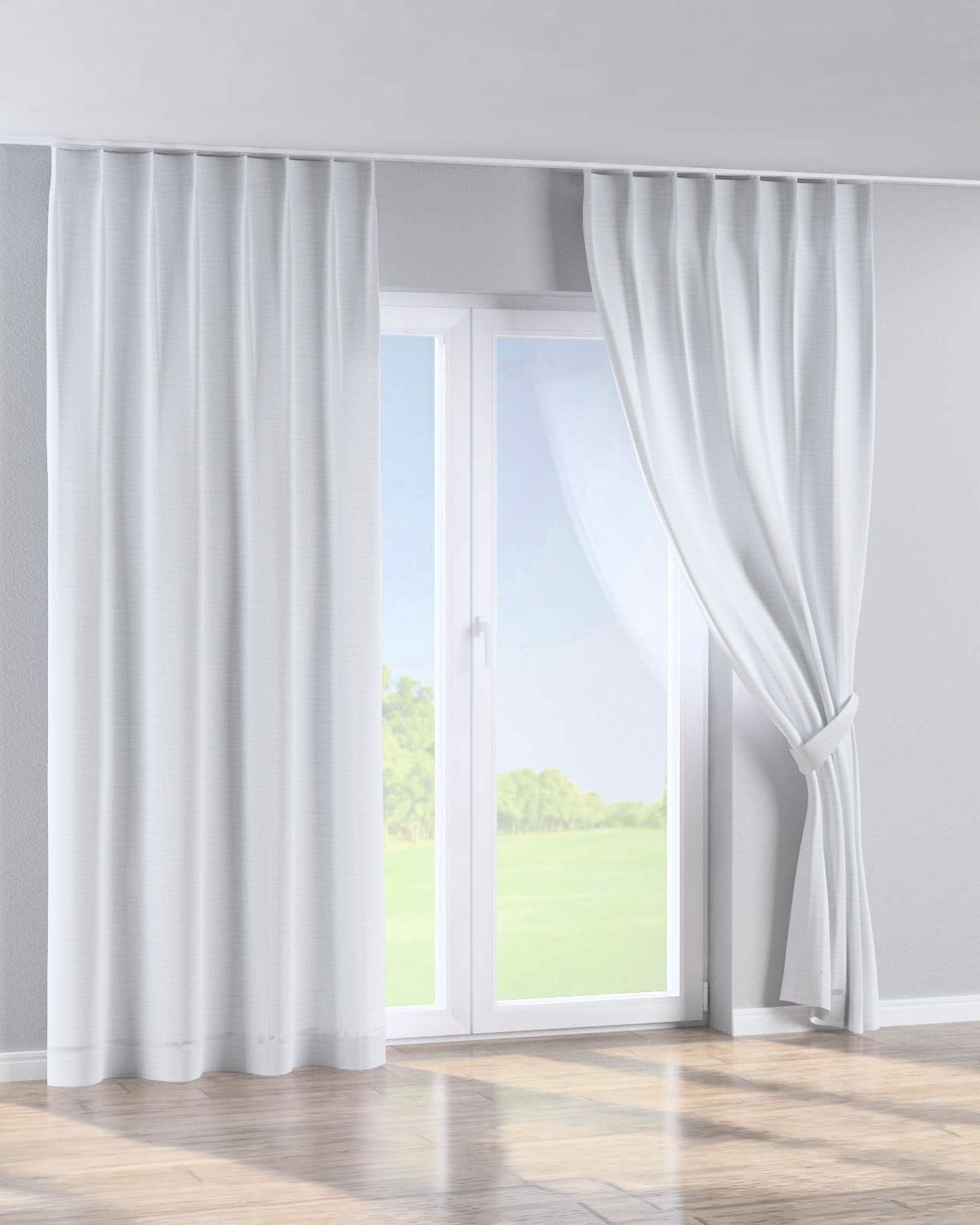 Single pinch pleat curtain product colour white fabric structured (hover)
