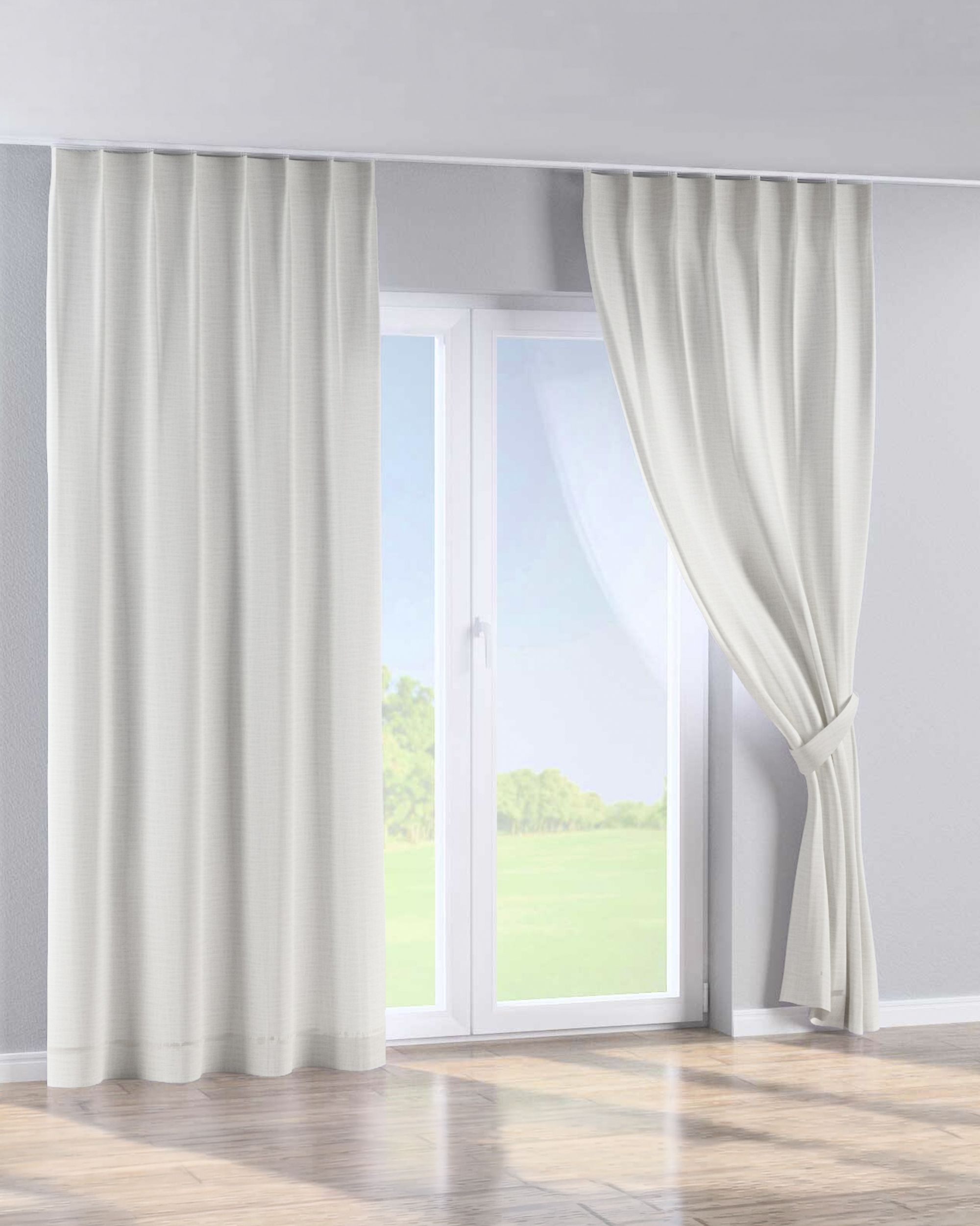 Single pinch pleat curtain product colour cream fabric structured (hover)