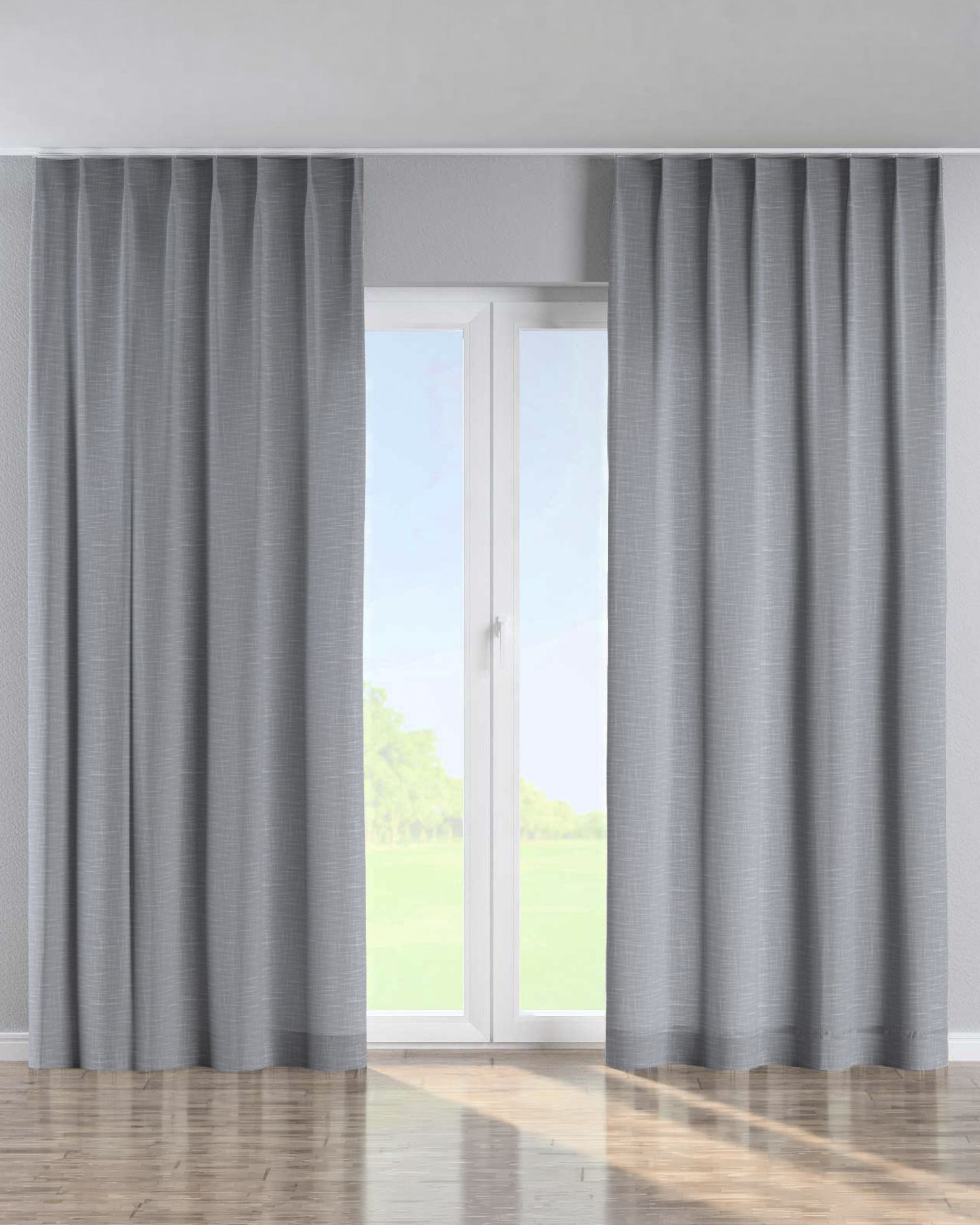 Single pinch pleat curtain product colour grey fabric structured