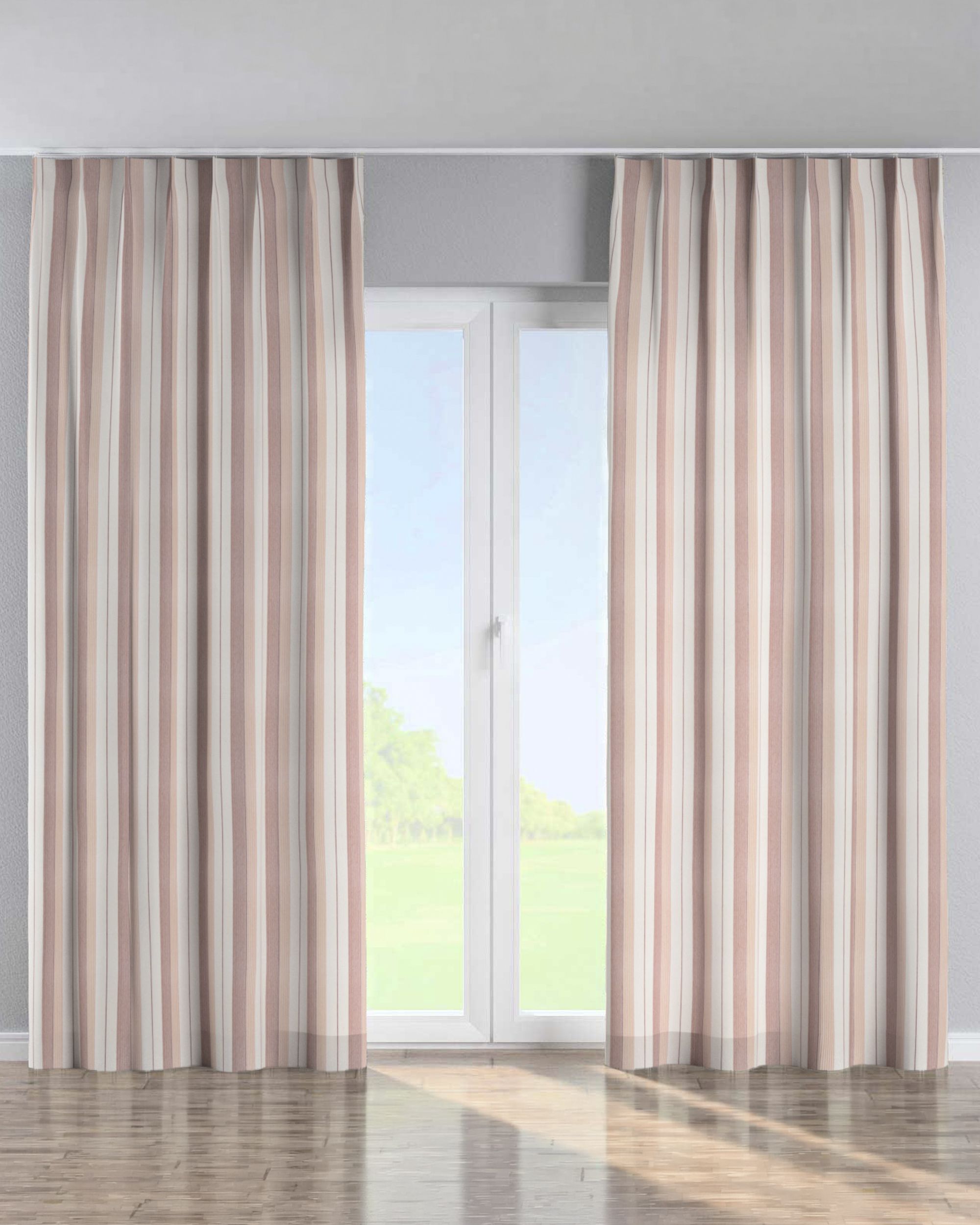 Single pinch pleat curtain product colour red fabric structured, patterned