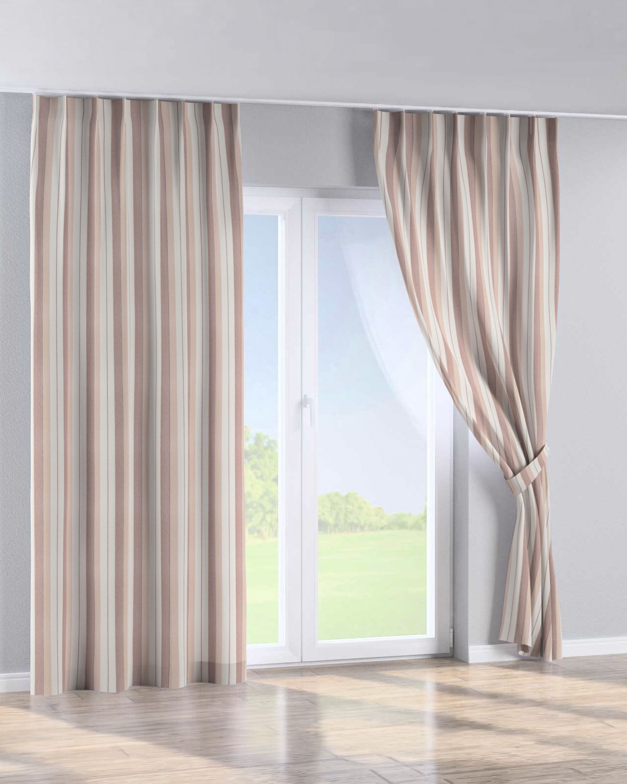 Single pinch pleat curtain product colour red fabric structured, patterned (hover)