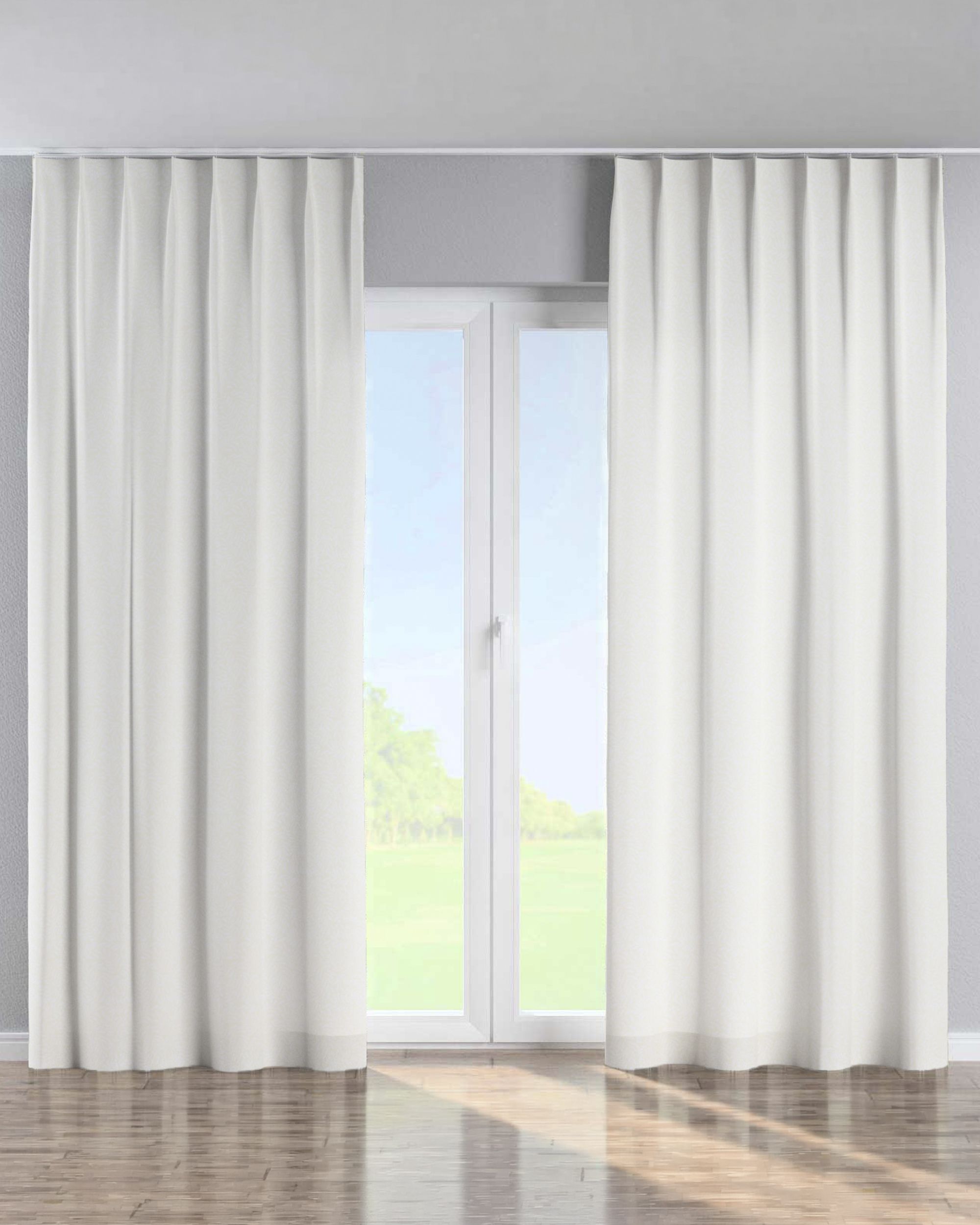 Single pinch pleat curtain product colour cream fabric structured, patterned