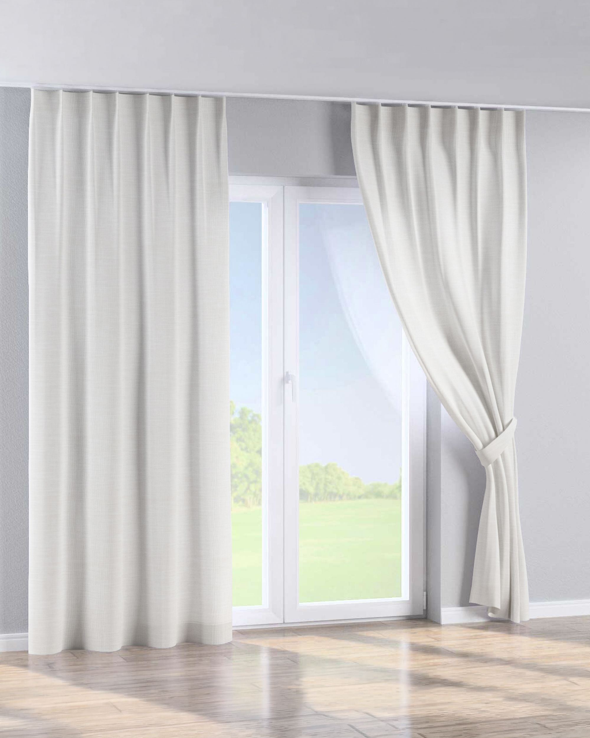 Single pinch pleat curtain product colour white fabric structured (hover)
