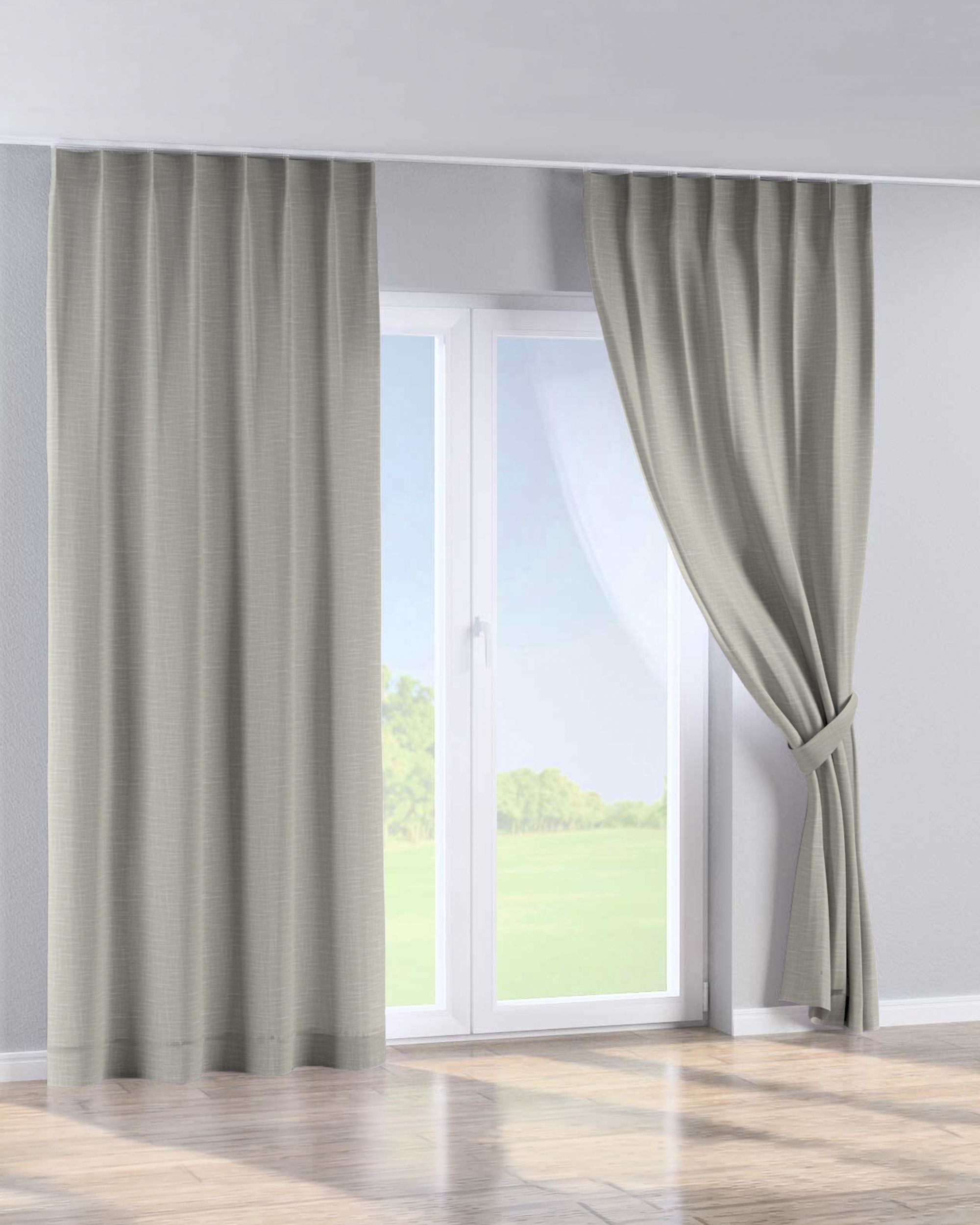 Single pinch pleat curtain product colour beige fabric structured (hover)