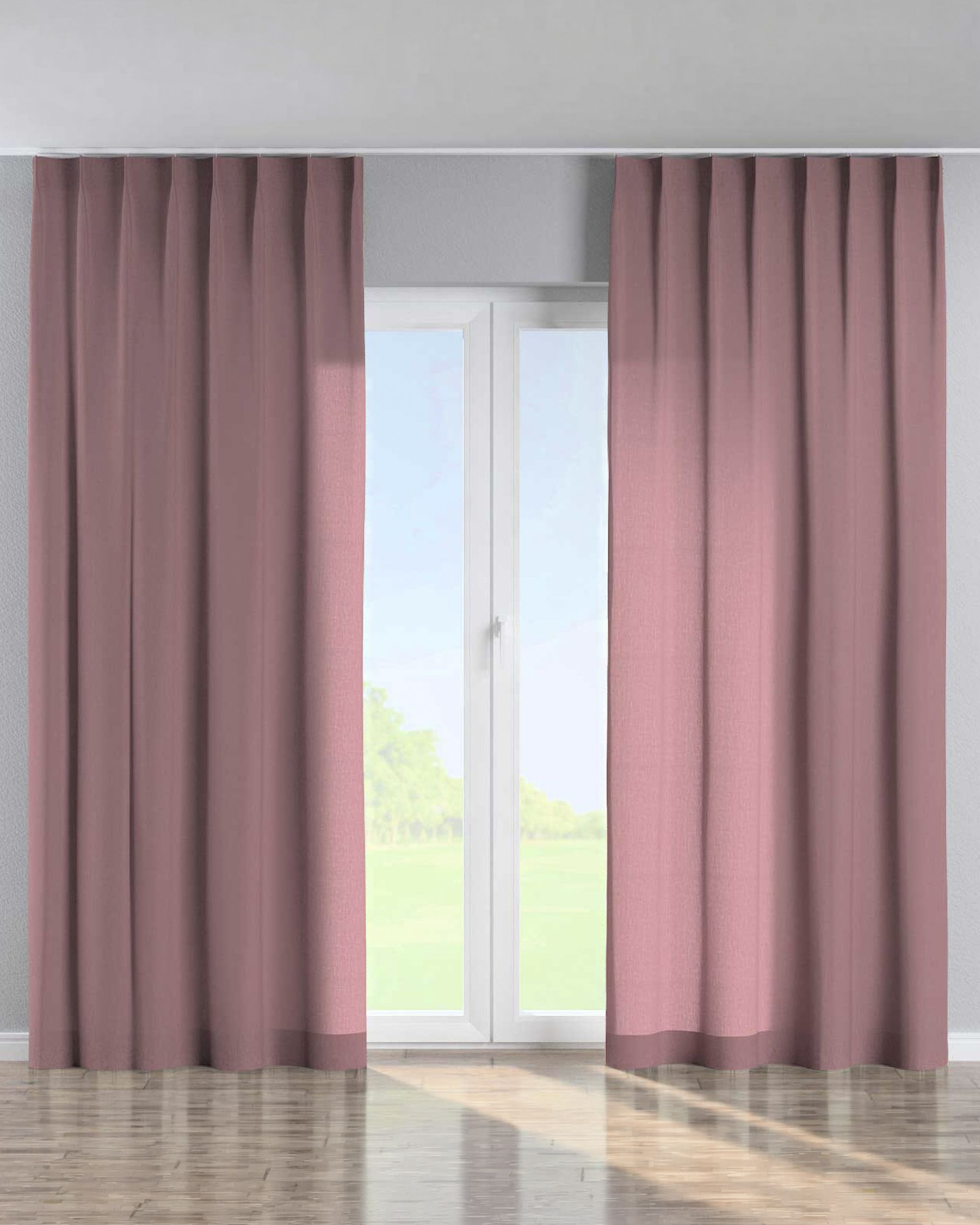 Single pinch pleat curtain product colour pink fabric semi-sheer, structured