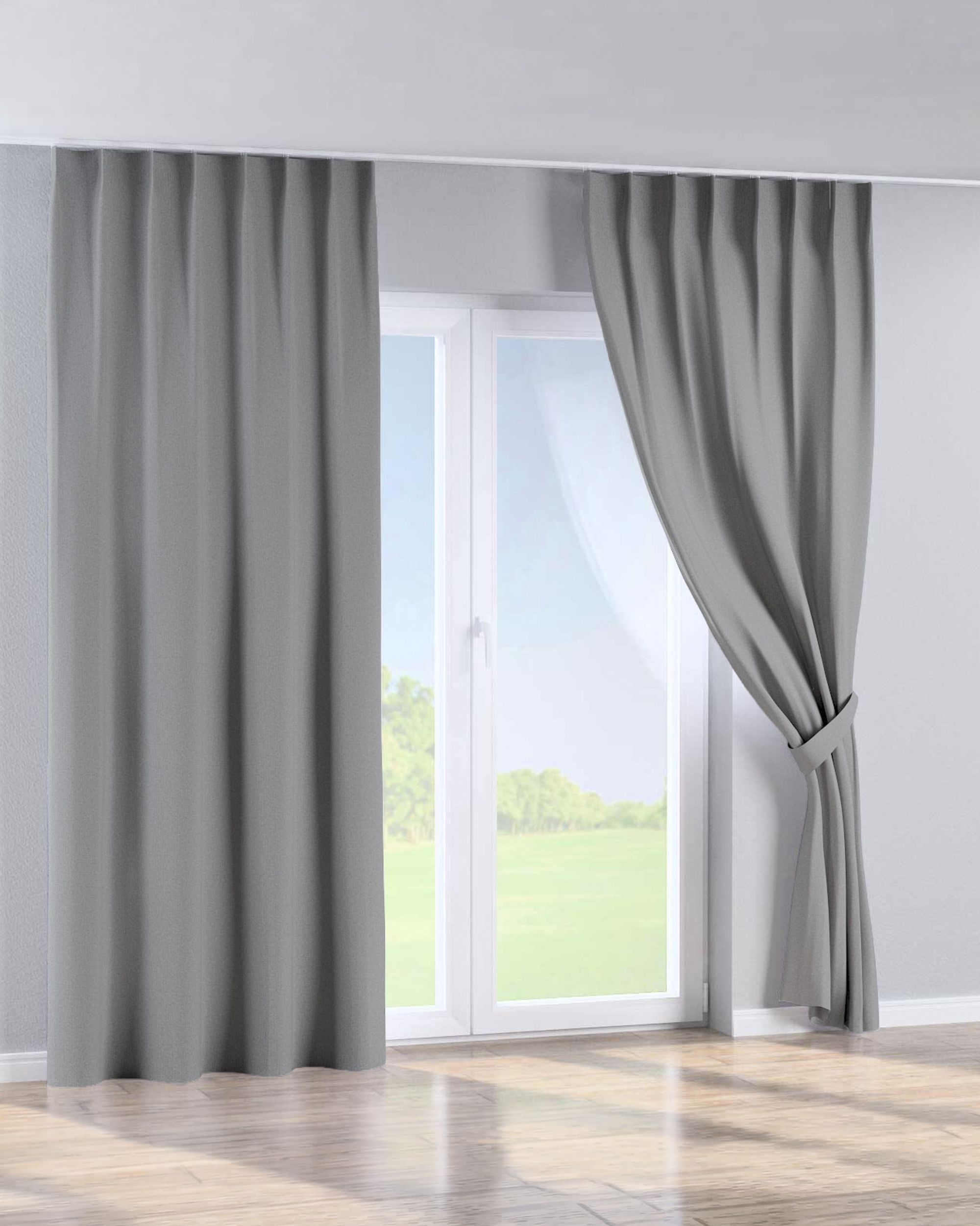 Single pinch pleat curtain product colour grey fabric structured, blackout (hover)