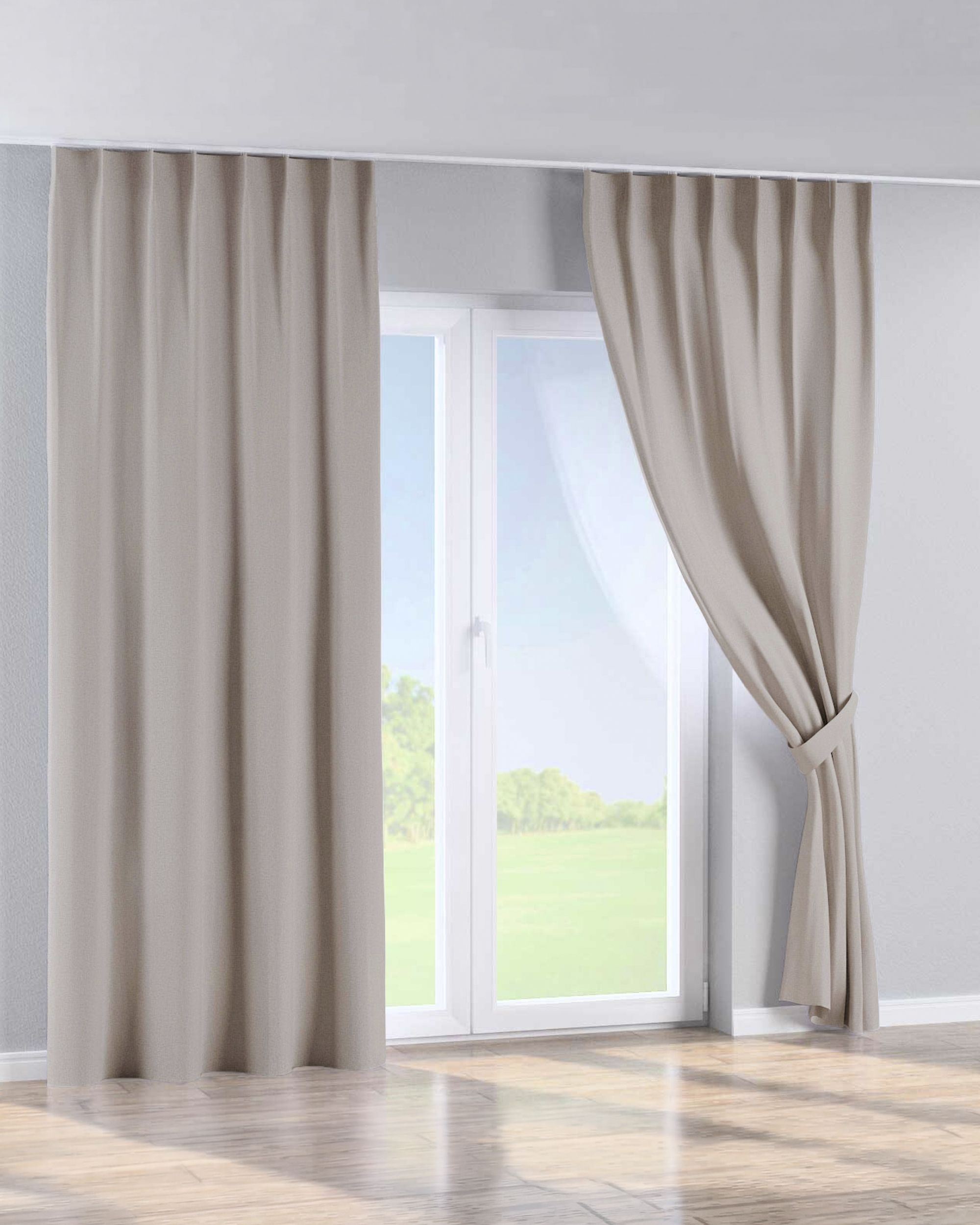 Single pinch pleat curtain product colour beige fabric blackout (hover)