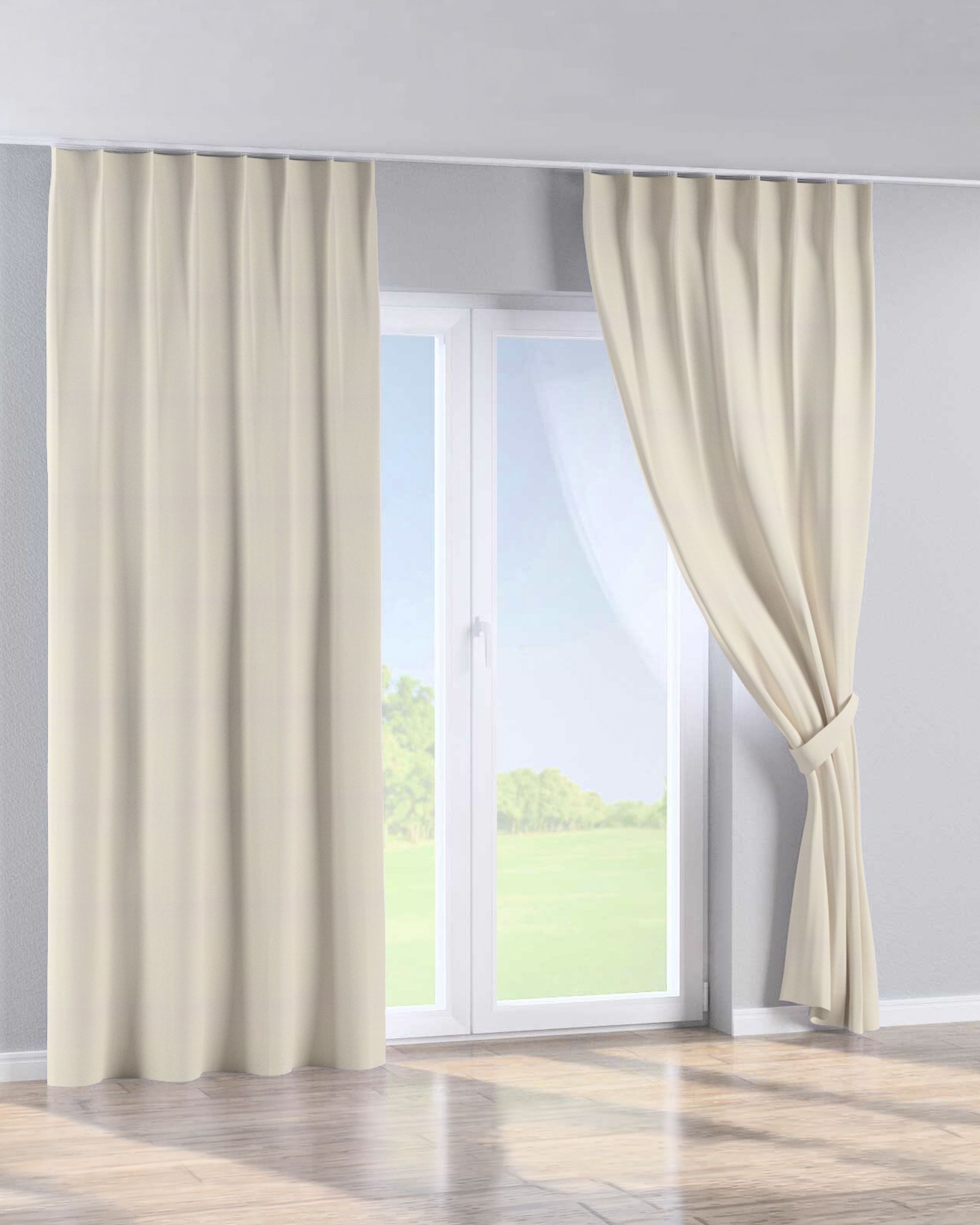Single pinch pleat curtain product colour beige fabric blackout (hover)