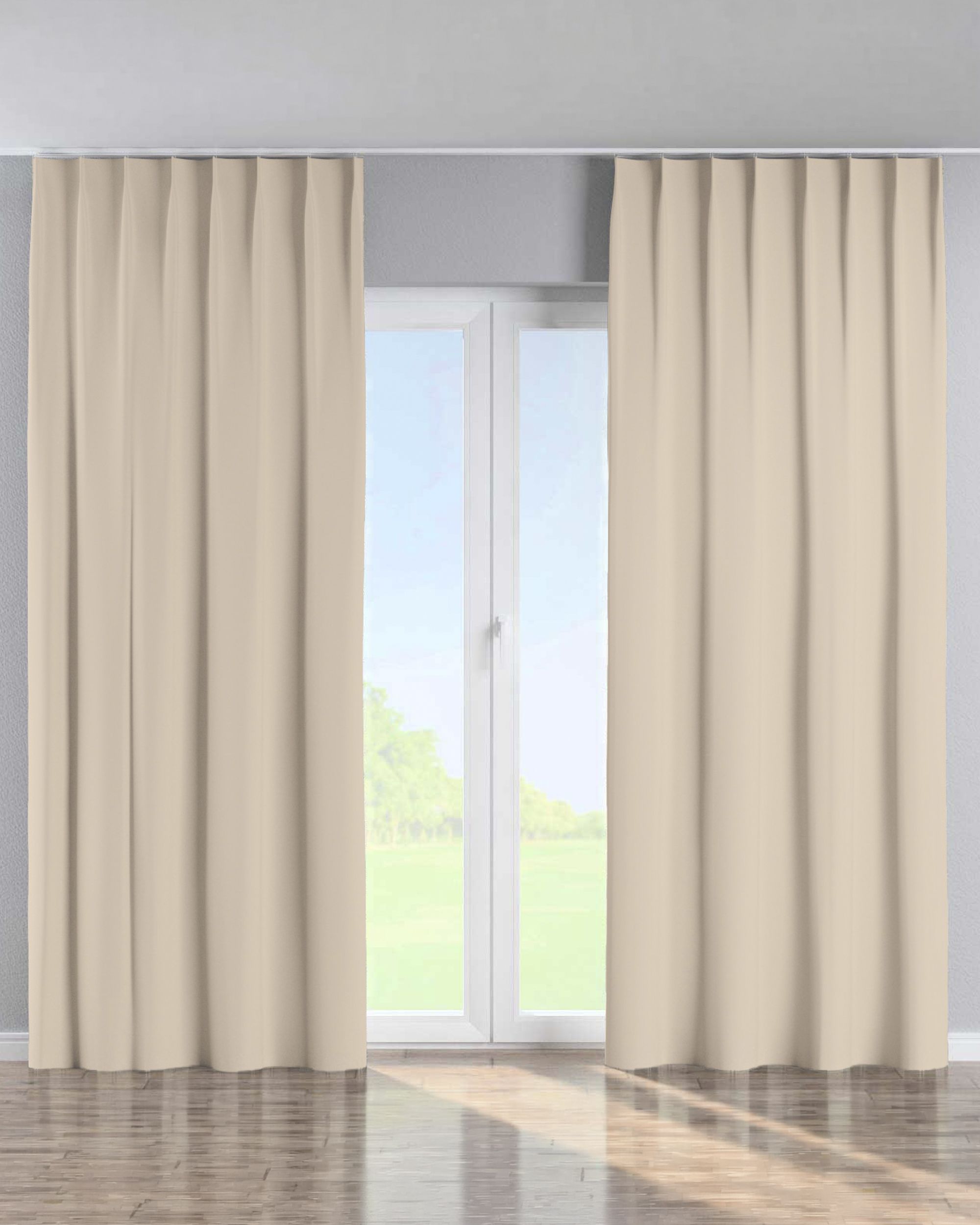 Single pinch pleat curtain product colour beige fabric blackout