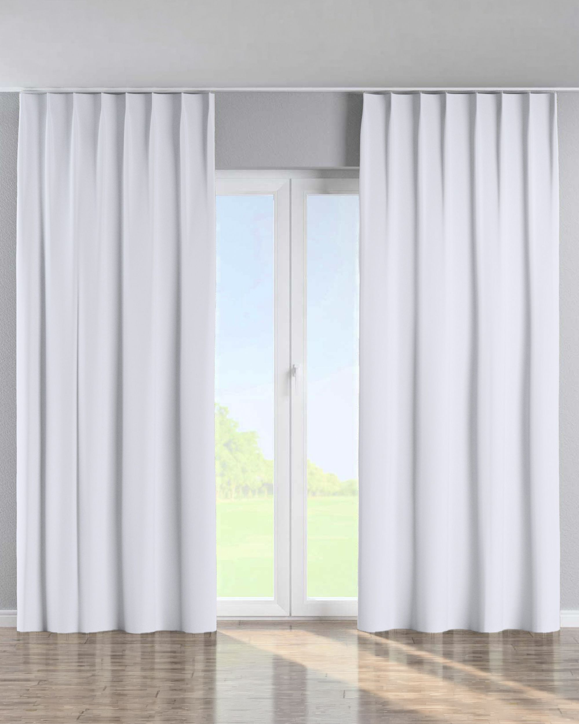 Single pinch pleat curtain product colour white fabric blackout