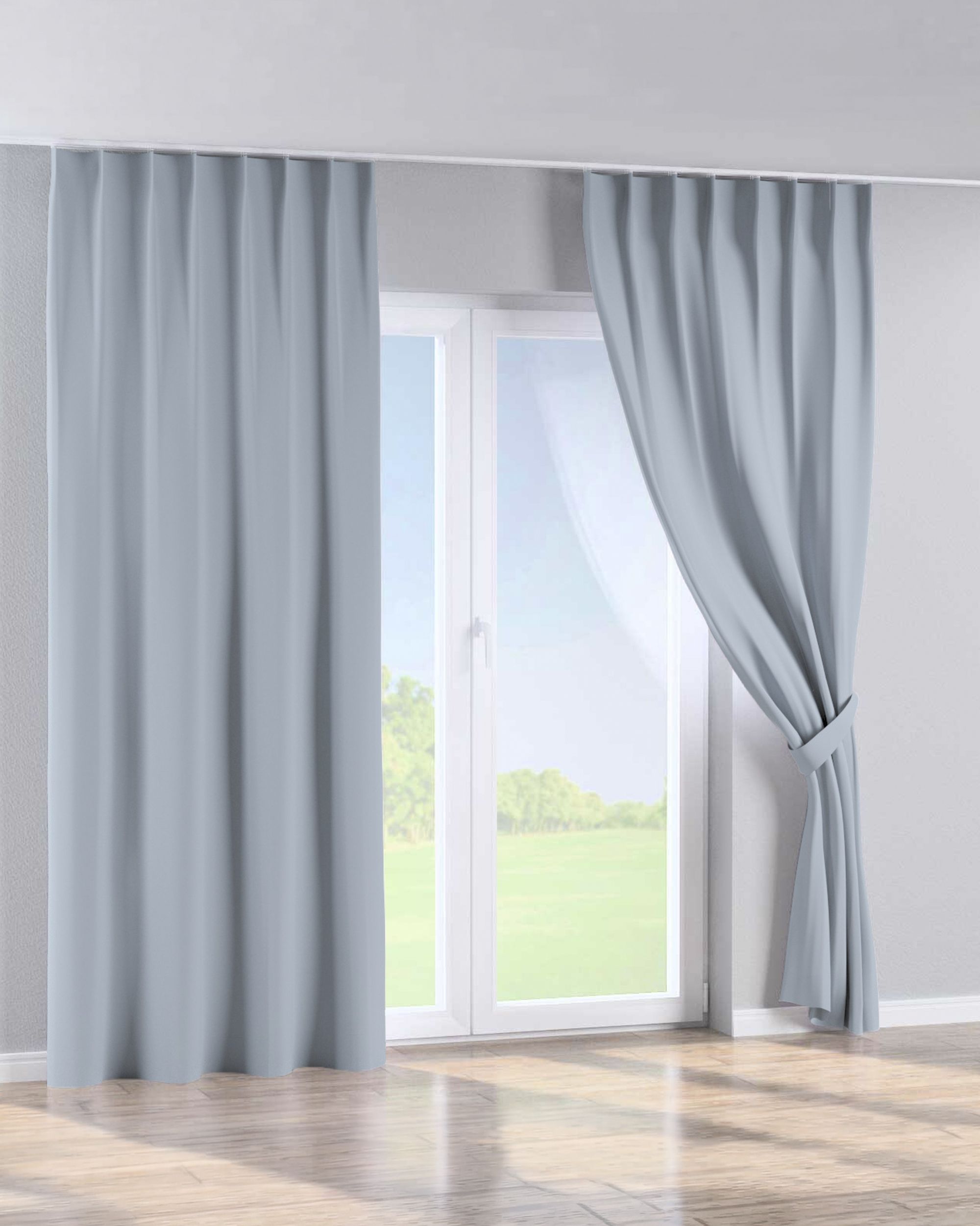 Single pinch pleat curtain product colour grey fabric blackout (hover)