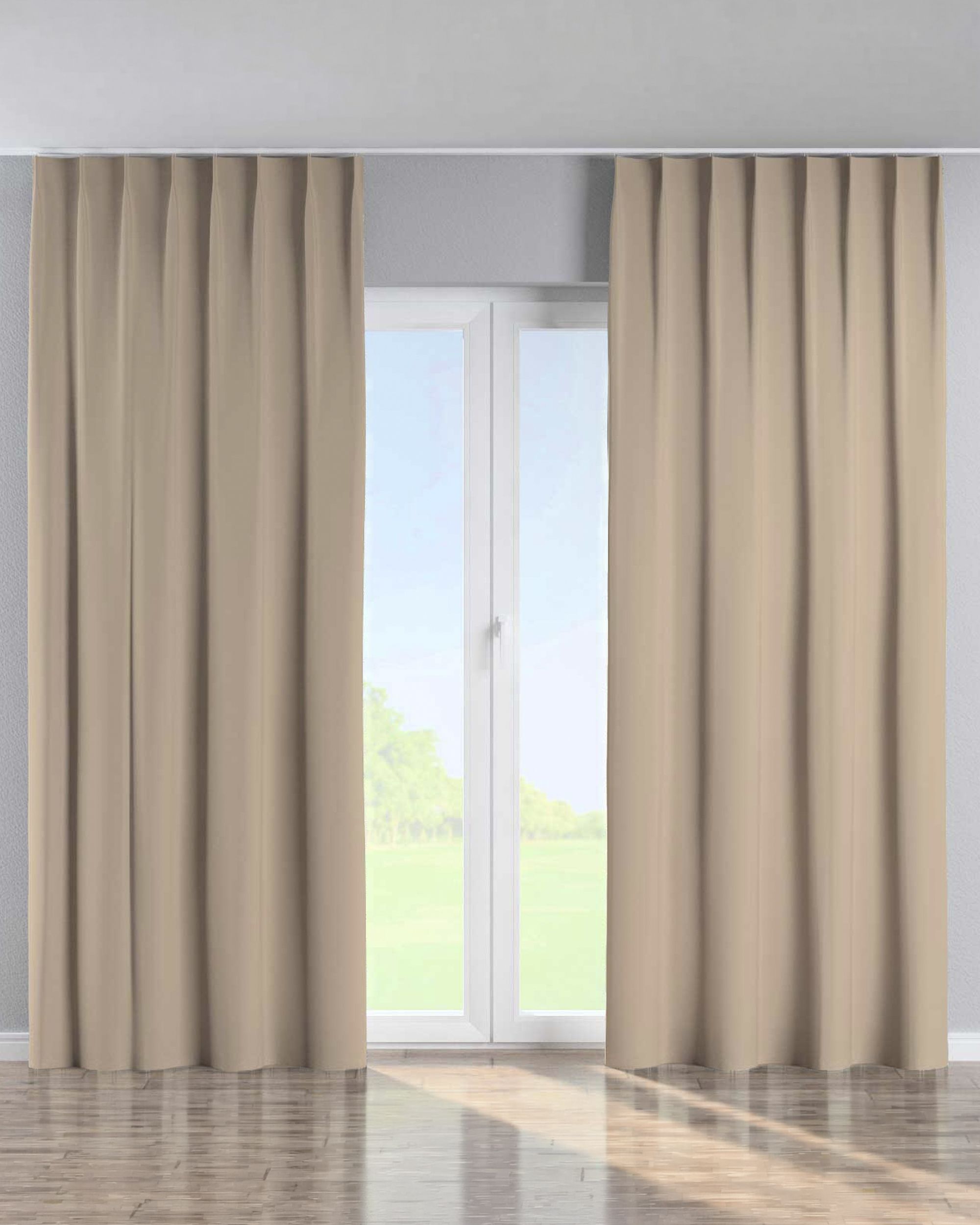 Single pinch pleat curtain product colour beige fabric blackout