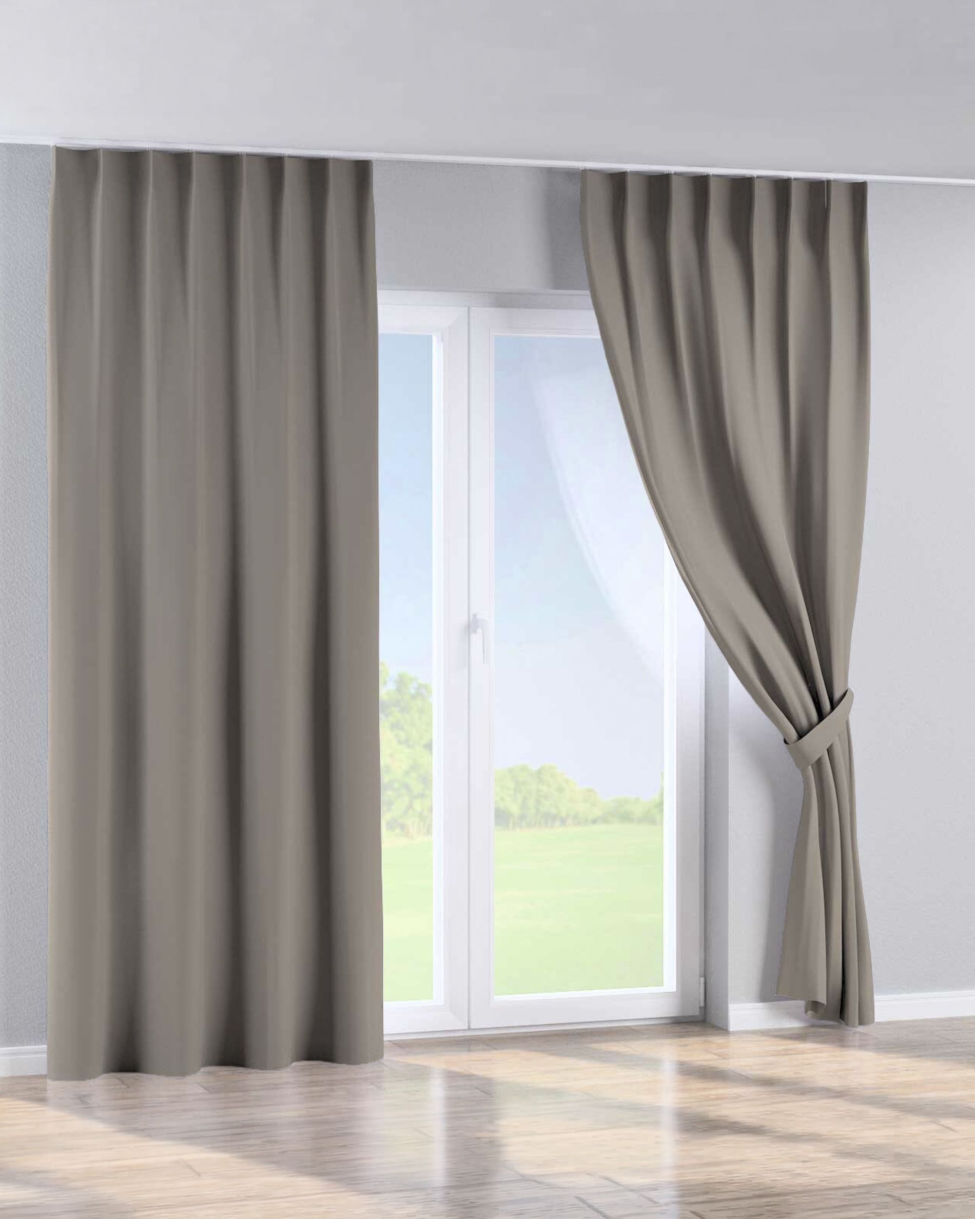 Single pinch pleat curtain product colour beige fabric blackout (hover)