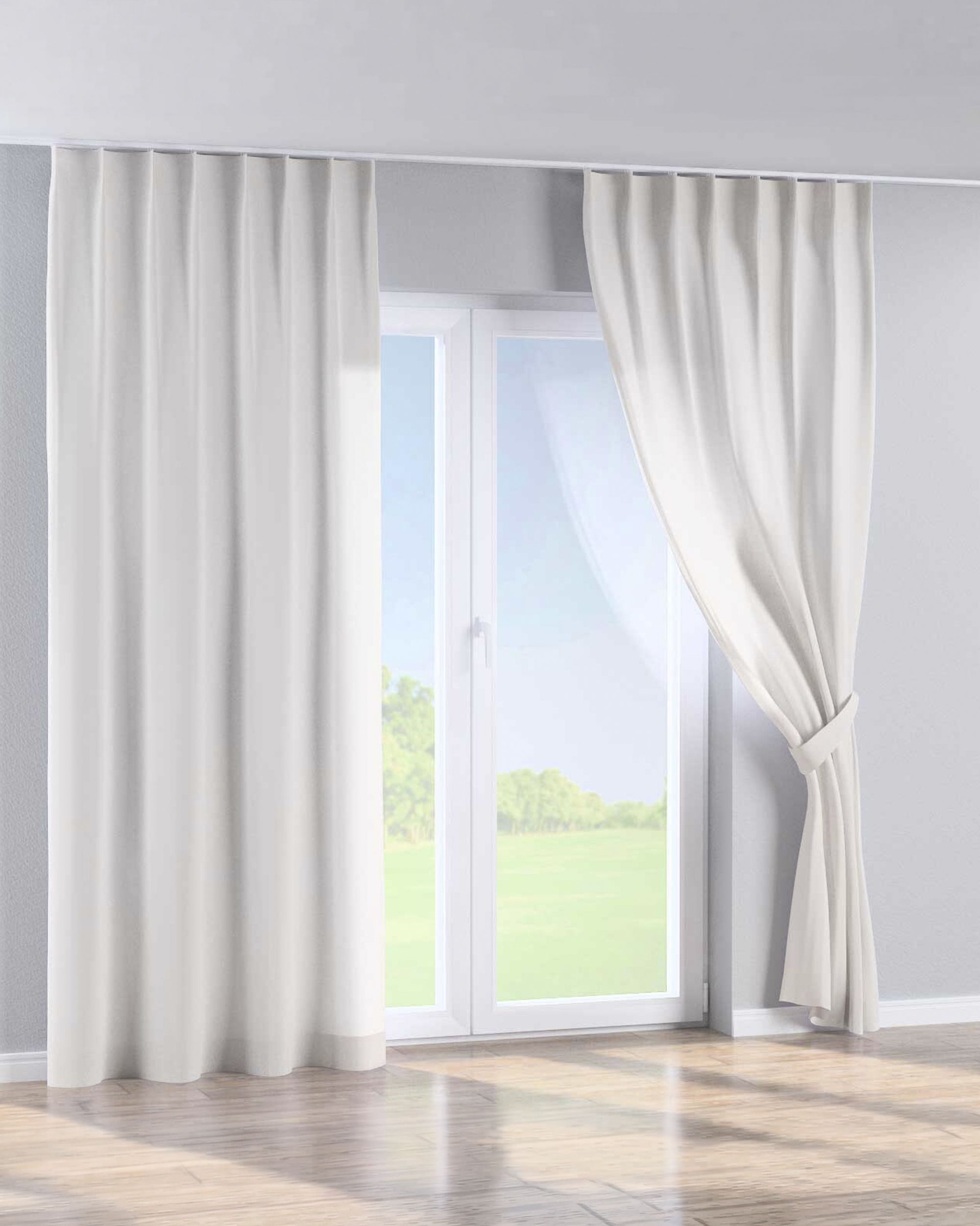 Single pinch pleat curtain product colour white fabric semi-sheer, structured (hover)