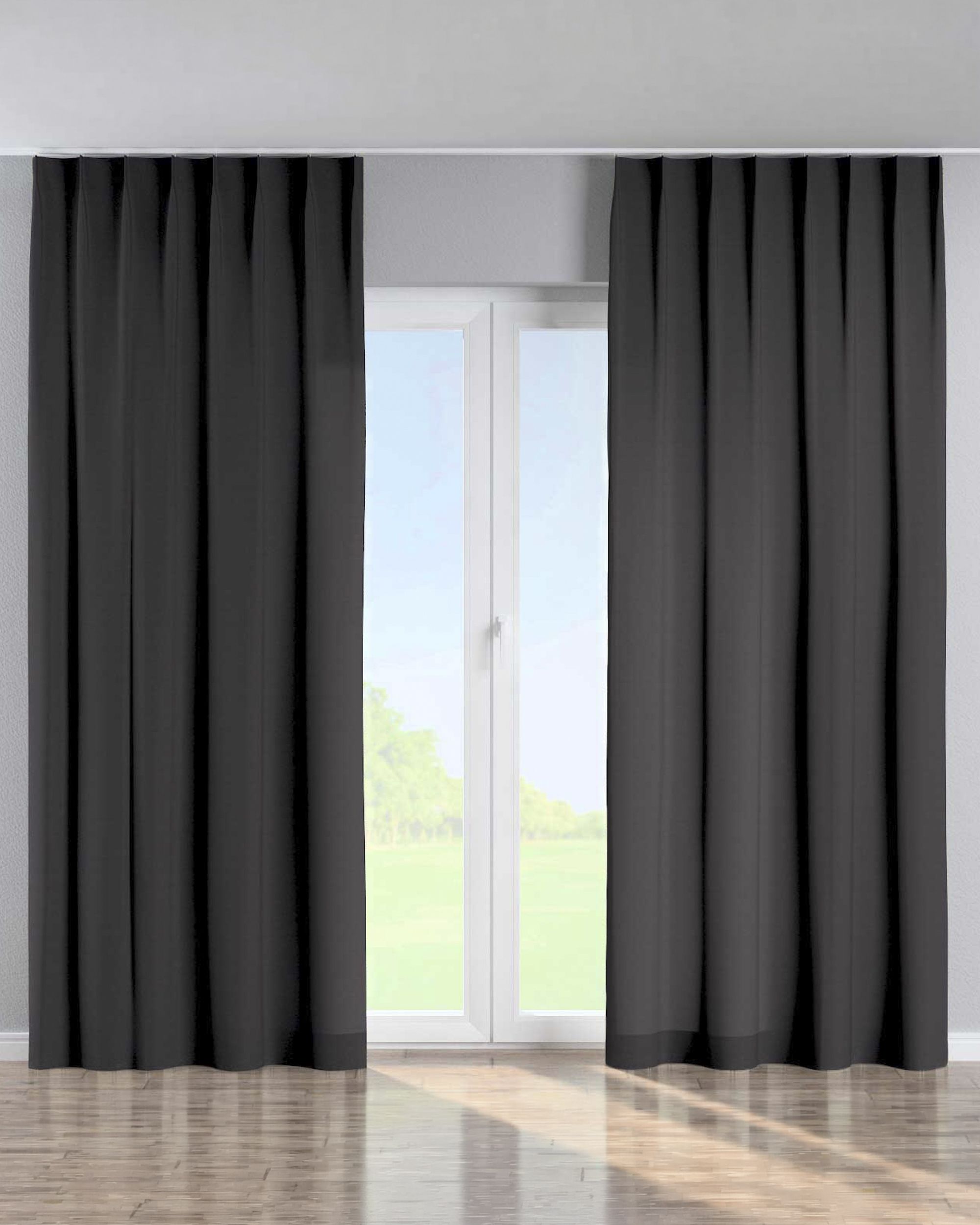 Single pinch pleat curtain product colour grey