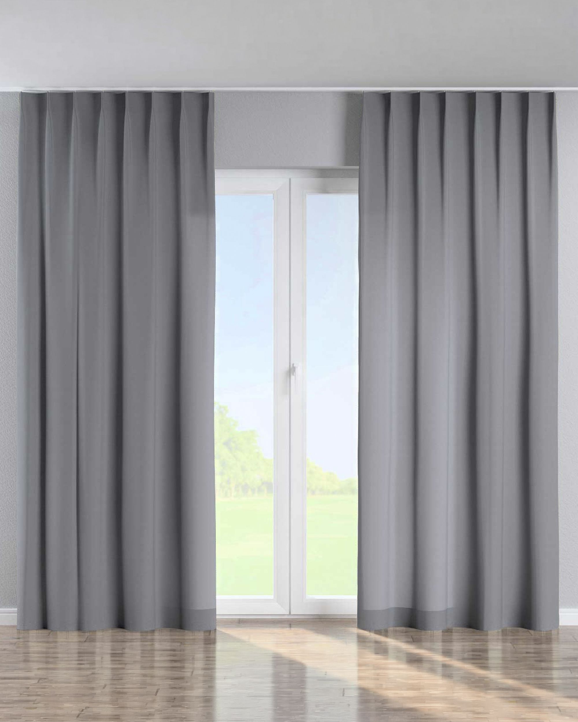 Single pinch pleat curtain product colour grey
